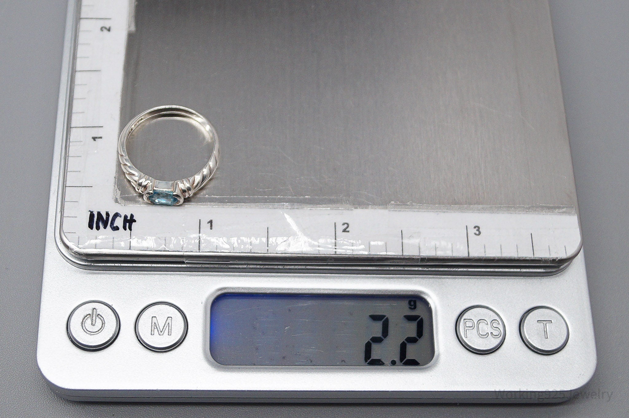 Vintage Blue Topaz Sterling Silver Ring - Size 6