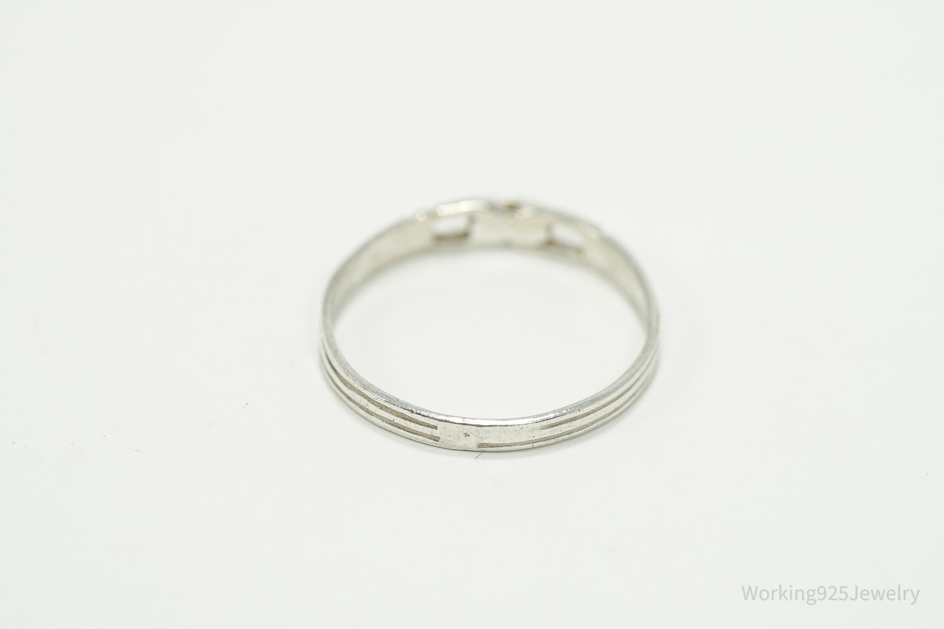 Vintage Link Modernist Style Sterling Silver Ring - Size 7