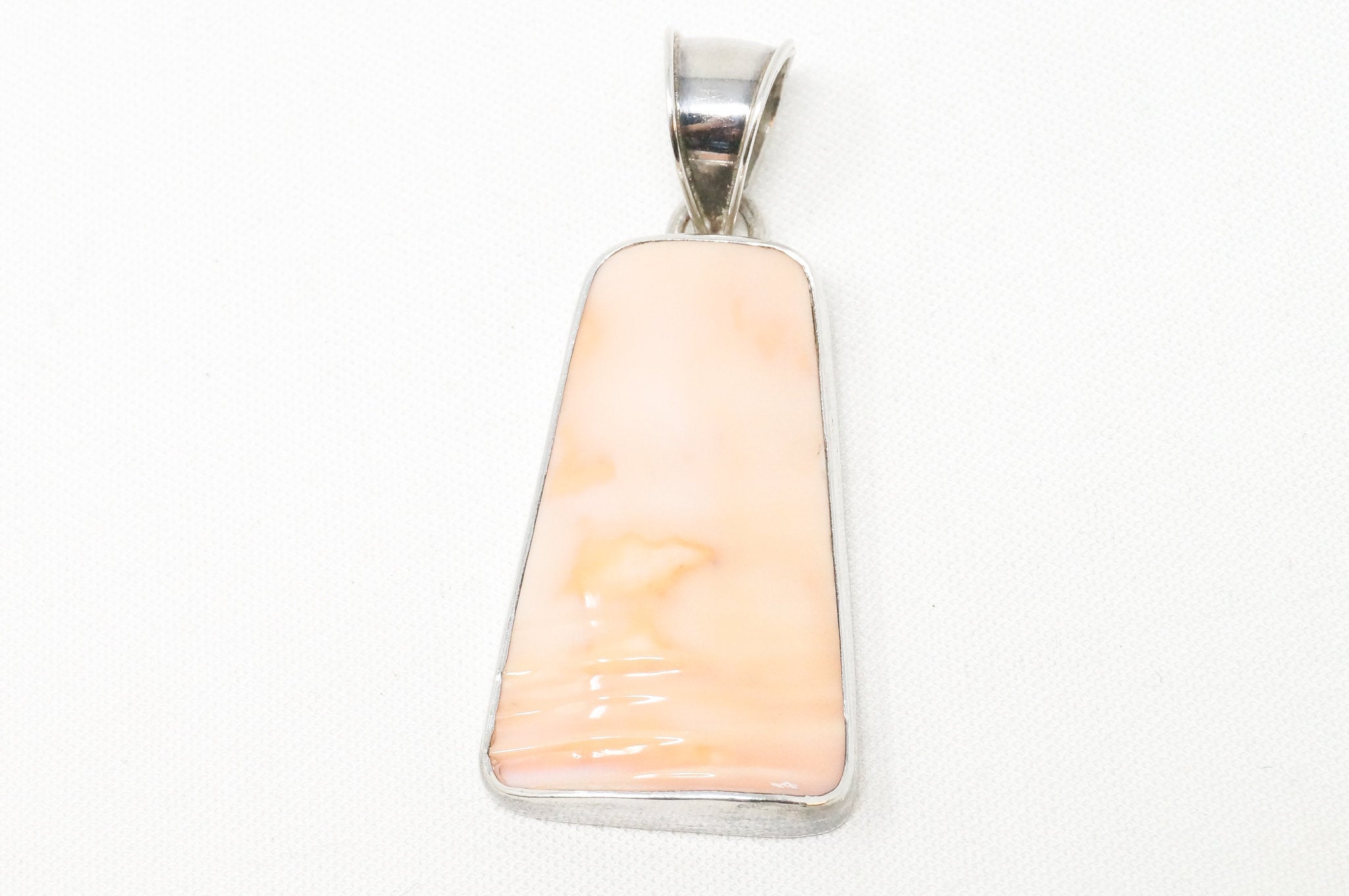 Vintage Peach Gemstone Sterling Silver Necklace Pendant