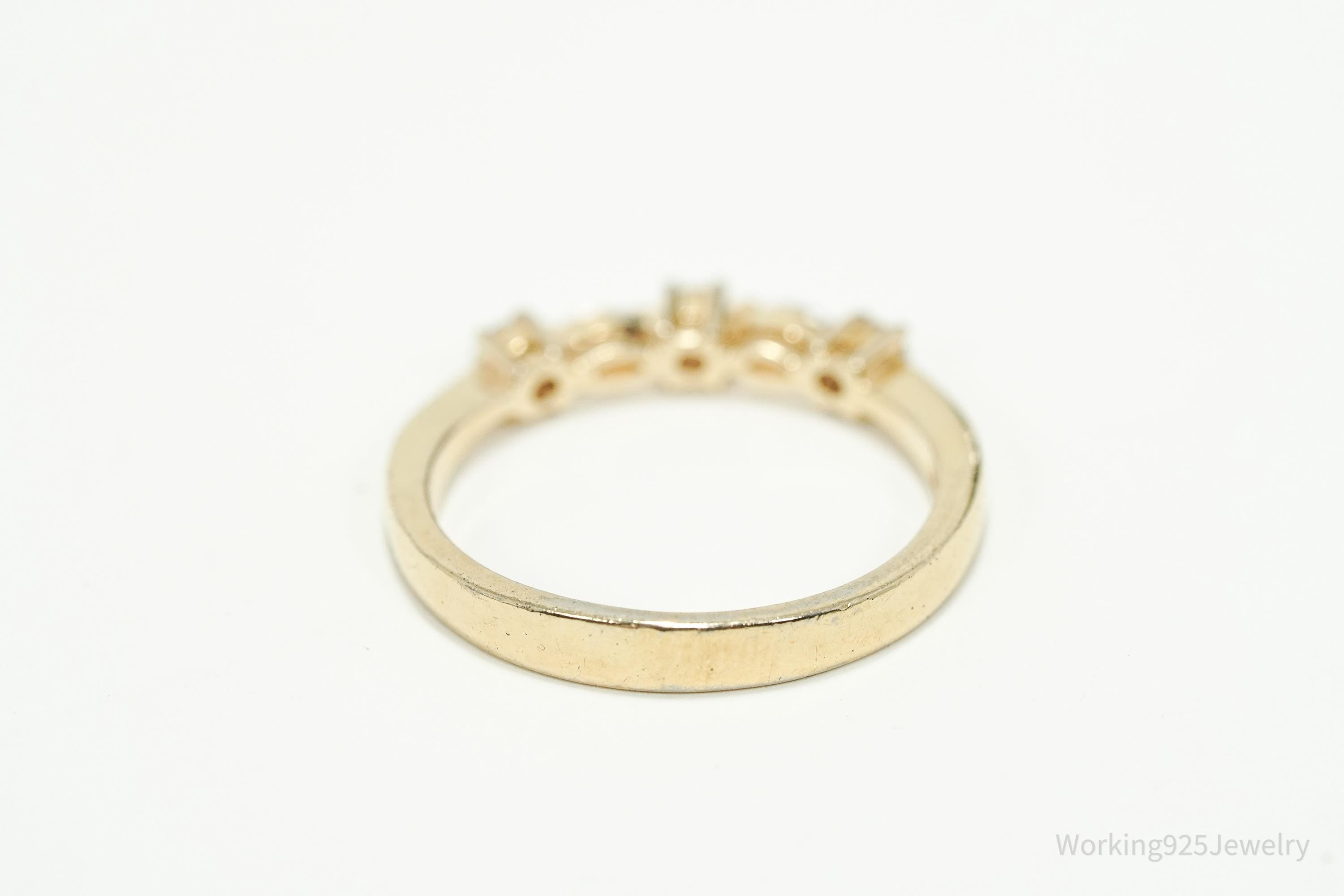 Vintage Designer FAS Cubic Zirconia Gold Vermeil Sterling Silver Ring - Size 8