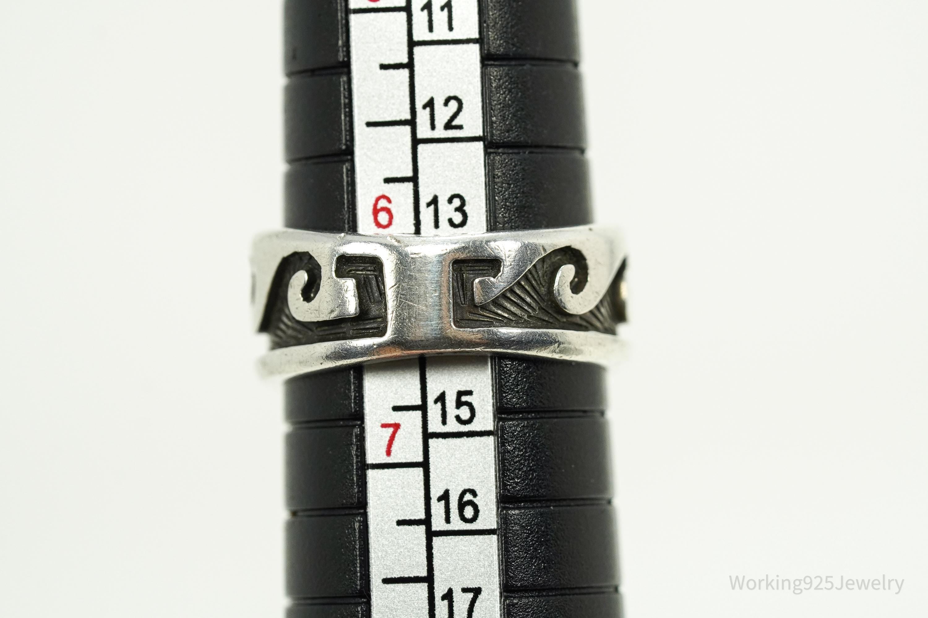 Vintage Native American Waves Sterling Silver Band Ring - Size 6.5