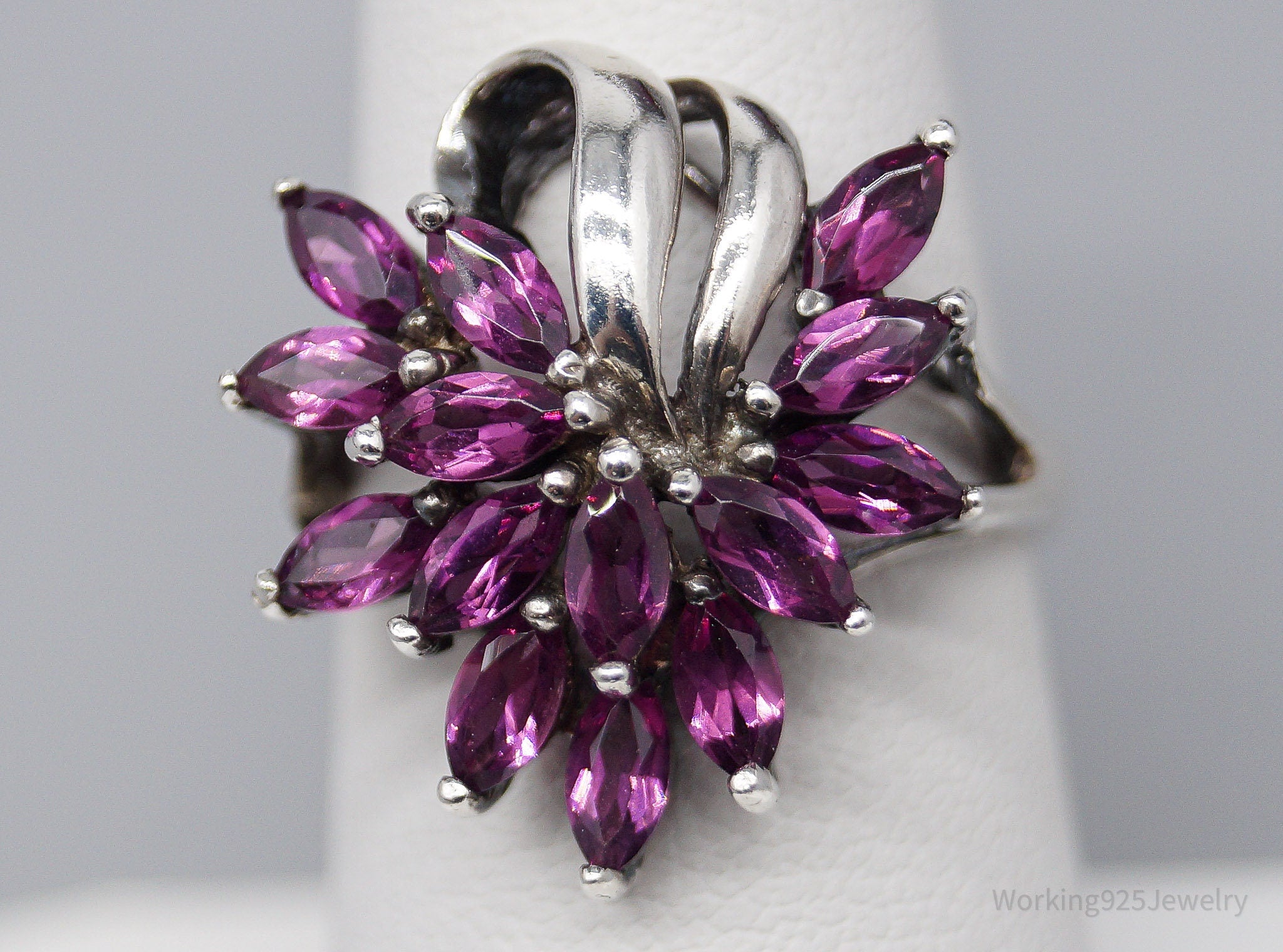 Vintage Rhodolite Garnet Sterling Silver Ring - Size 7.25