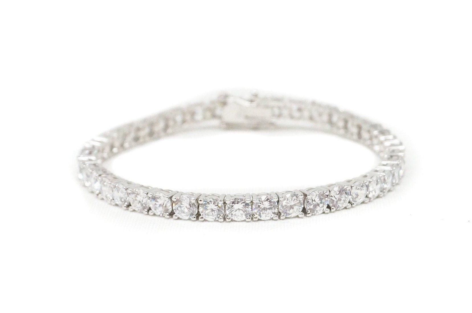 Vintage Classic Cubic Zirconia Sterling Silver Tennis Bracelet