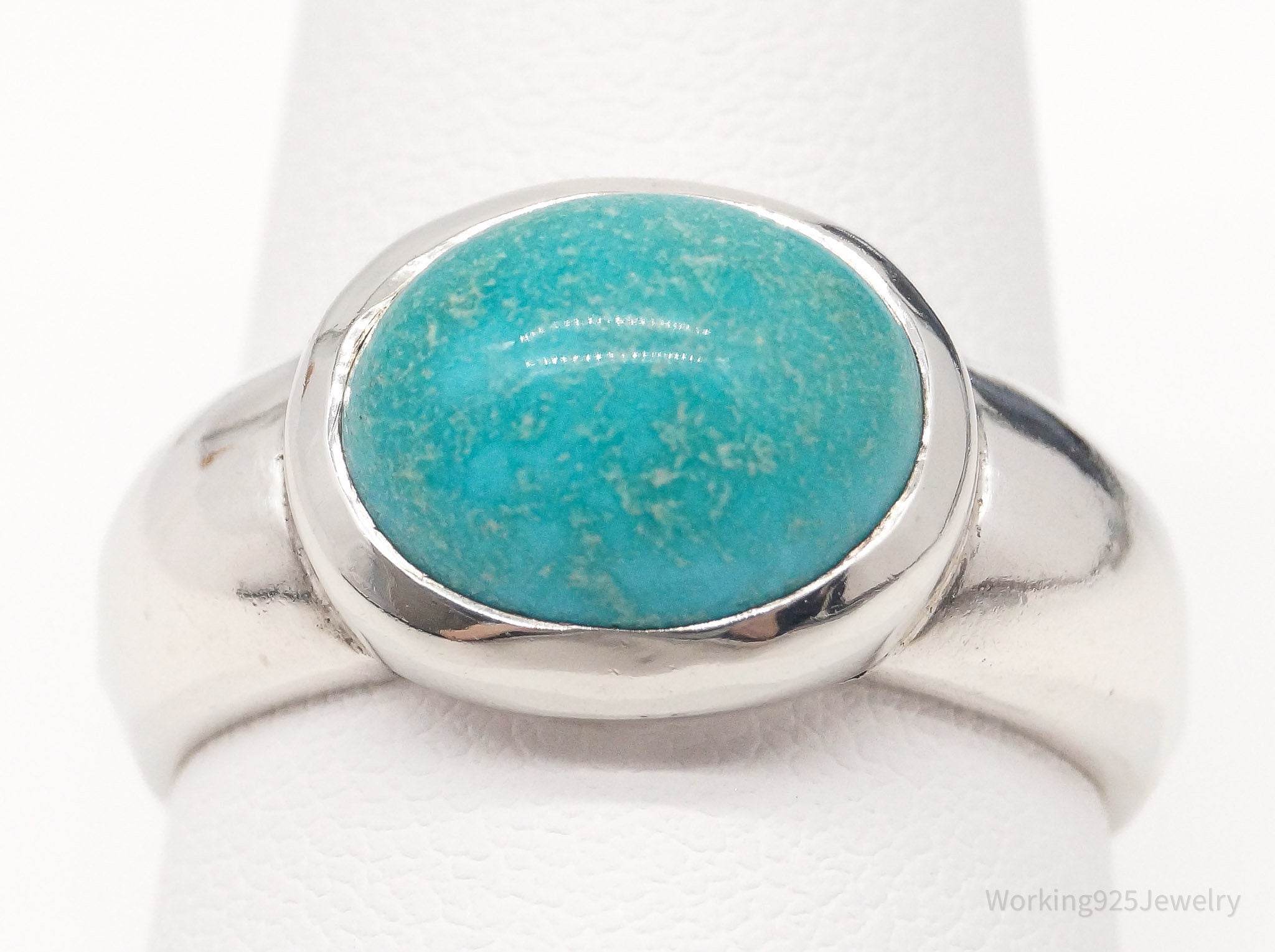 Vintage CNA Aqua Stone Sterling Silver Ring - Size 9.5