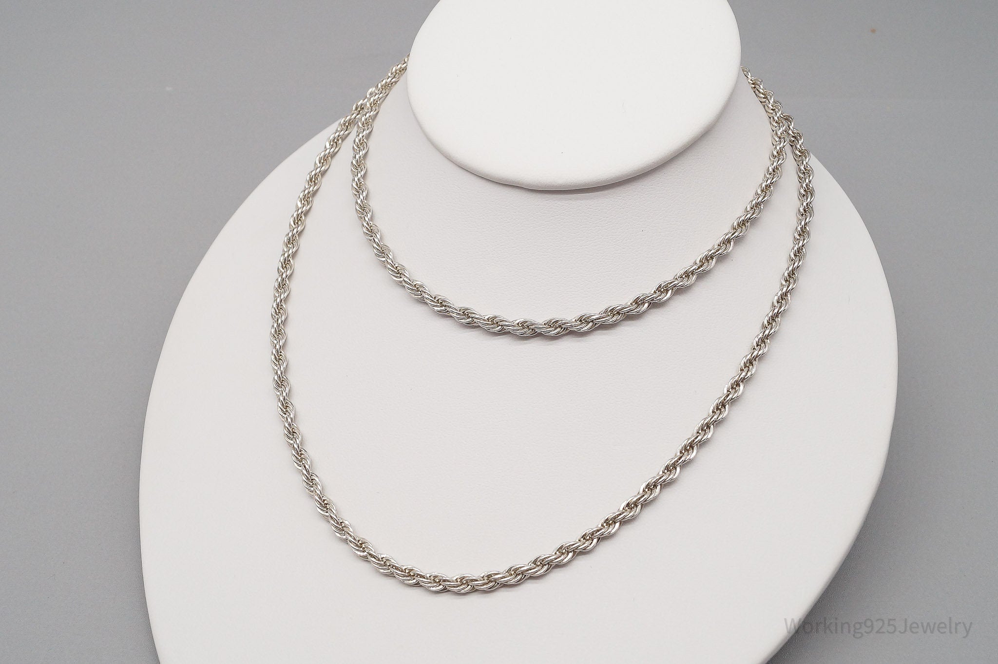 Long Vintage Sterling Silver Rope Chain Necklace 30"