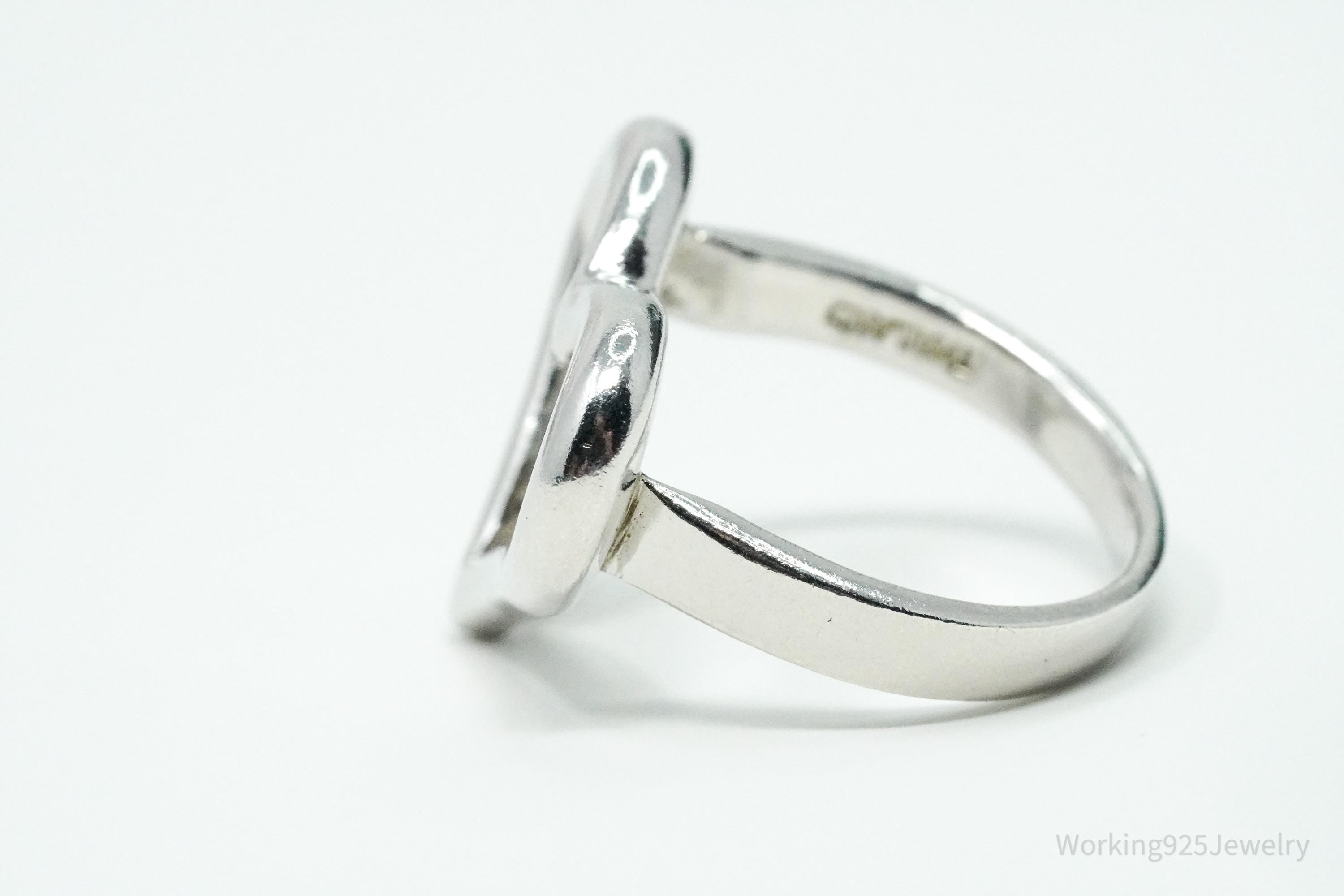 Vintage Large Heart Sterling Silver Ring - Size 7.25