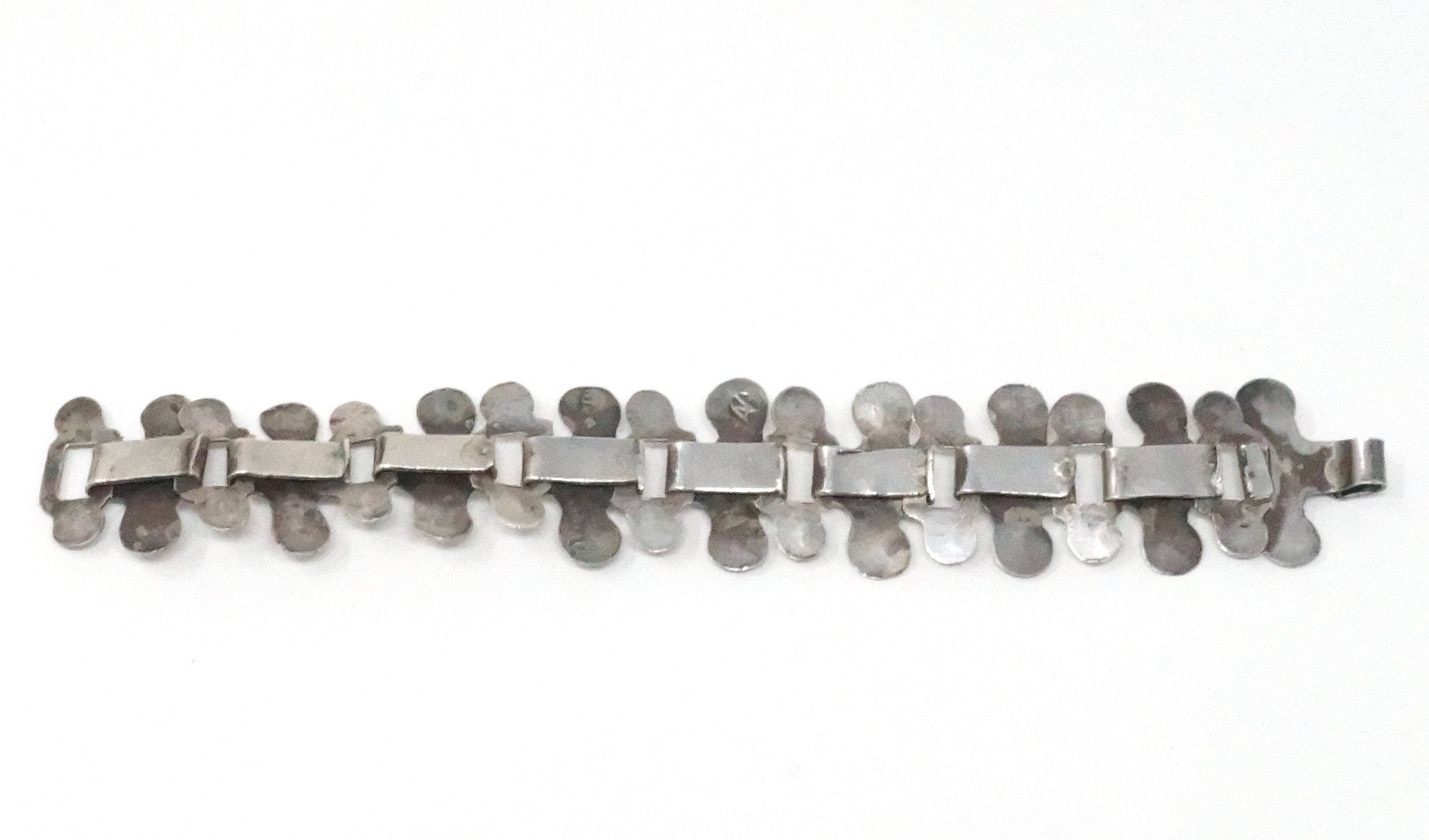 Vintage Mexico Designer Artemio Navarrette Modernist 980 Silver Panel Bracelet