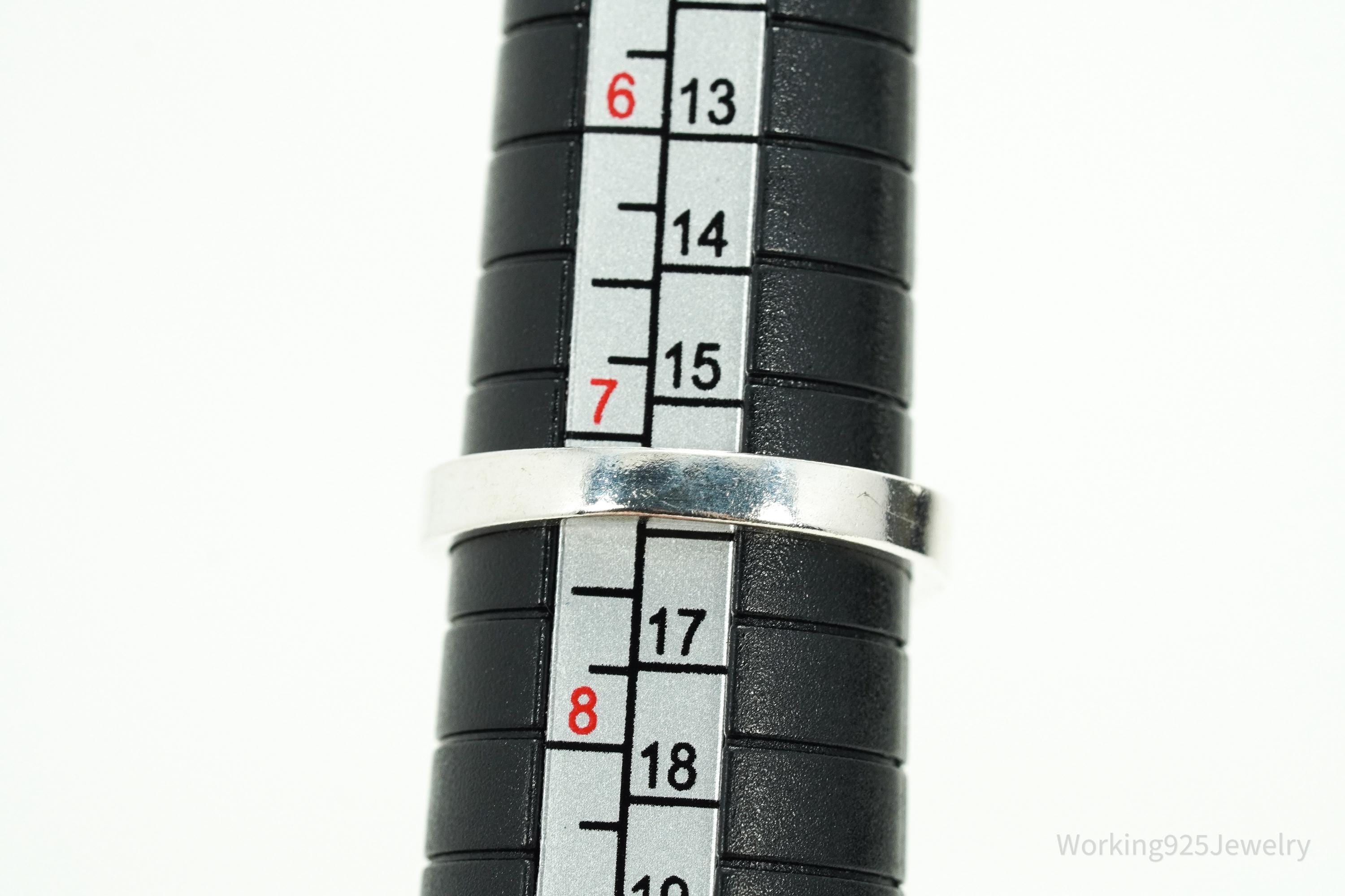 Vintage Garnet Sterling Silver Ring - Size 7.25