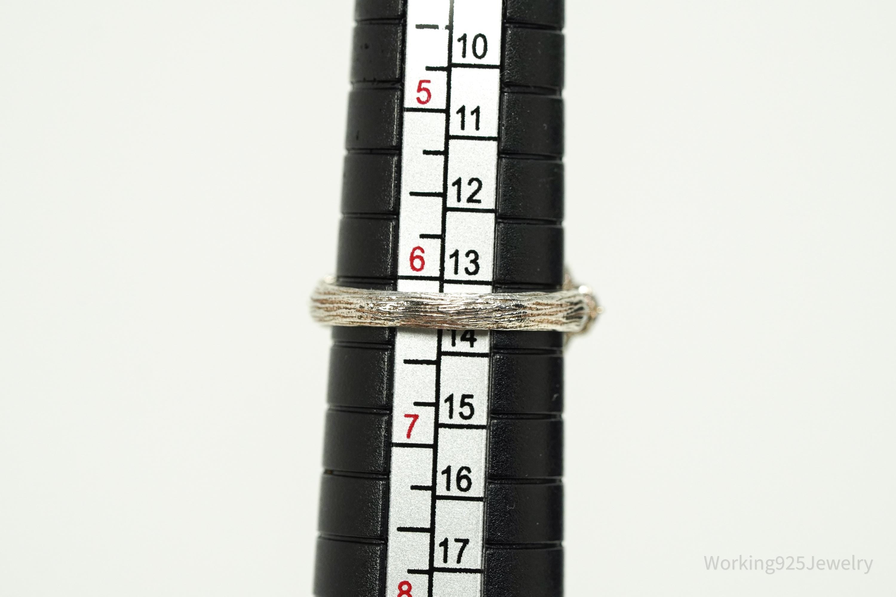 Vintage Israel Designer Paz PZ Clear Quartz & Tanzanite Sterling Silver Ring - Size 6.25