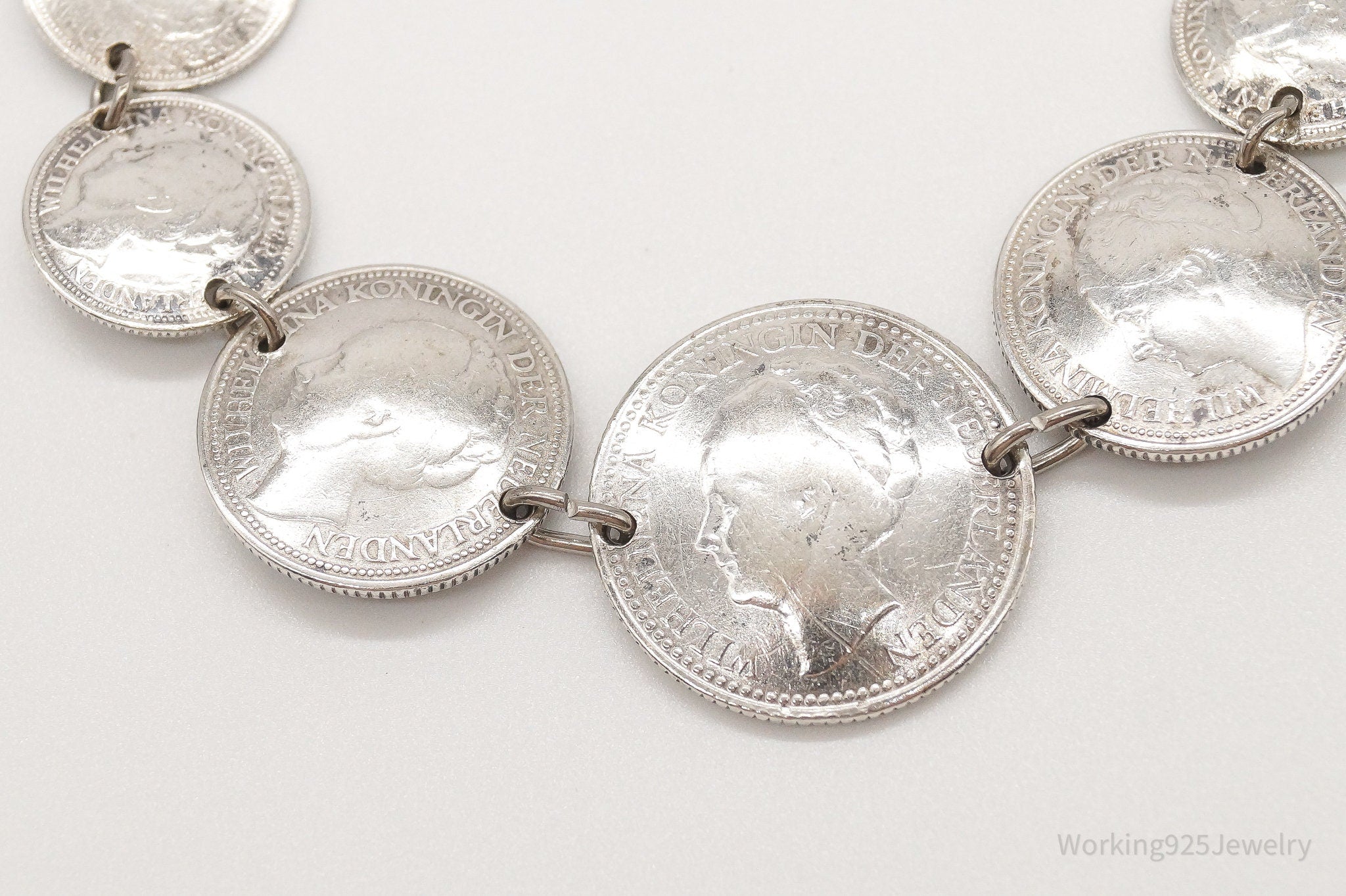 Wilhelmina Kiningin Der Nederlanden Coins Silver Bracelet