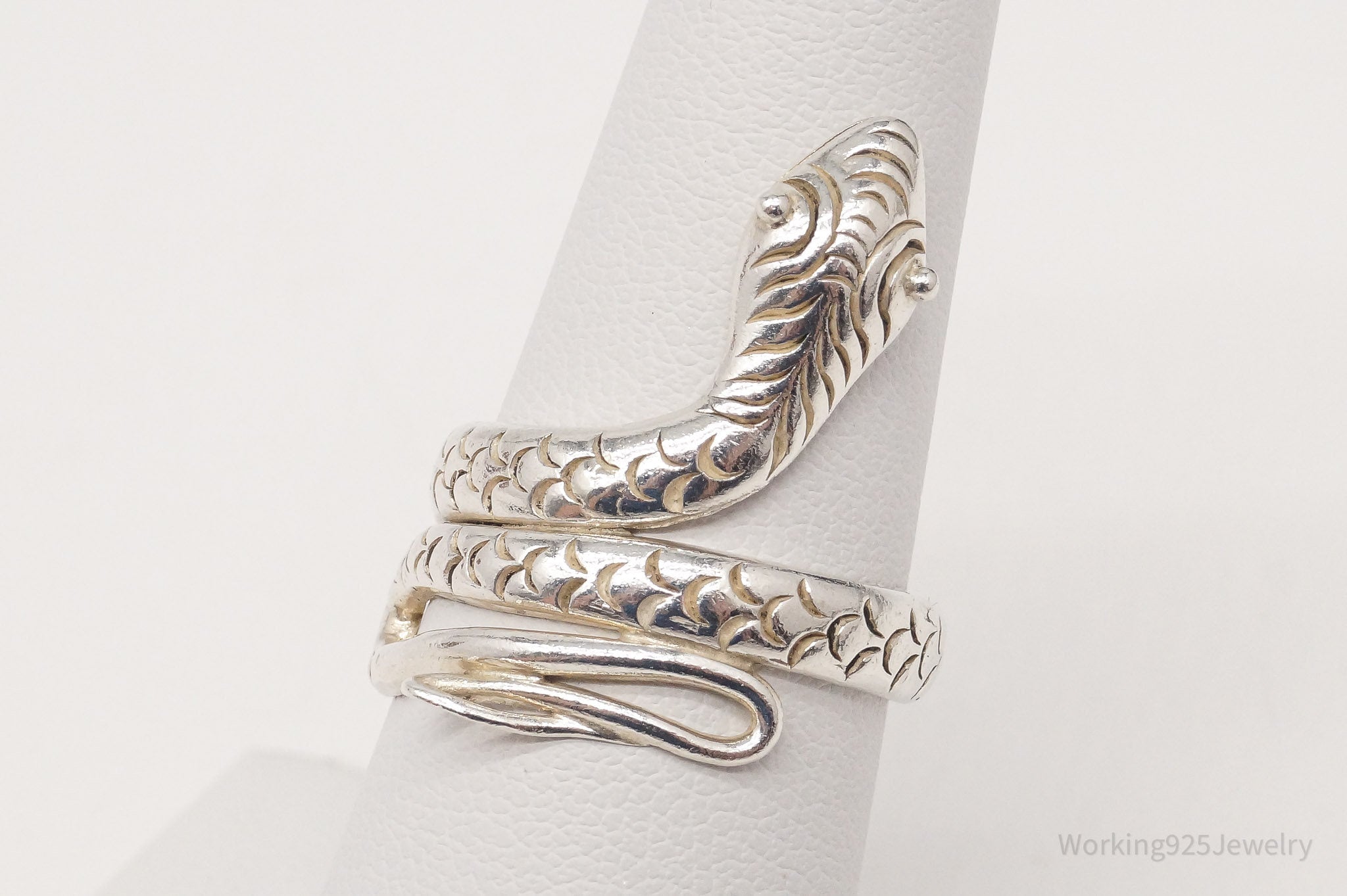 Vintage Designer BA Suarti Sterling Silver Snake Ring - Size 7