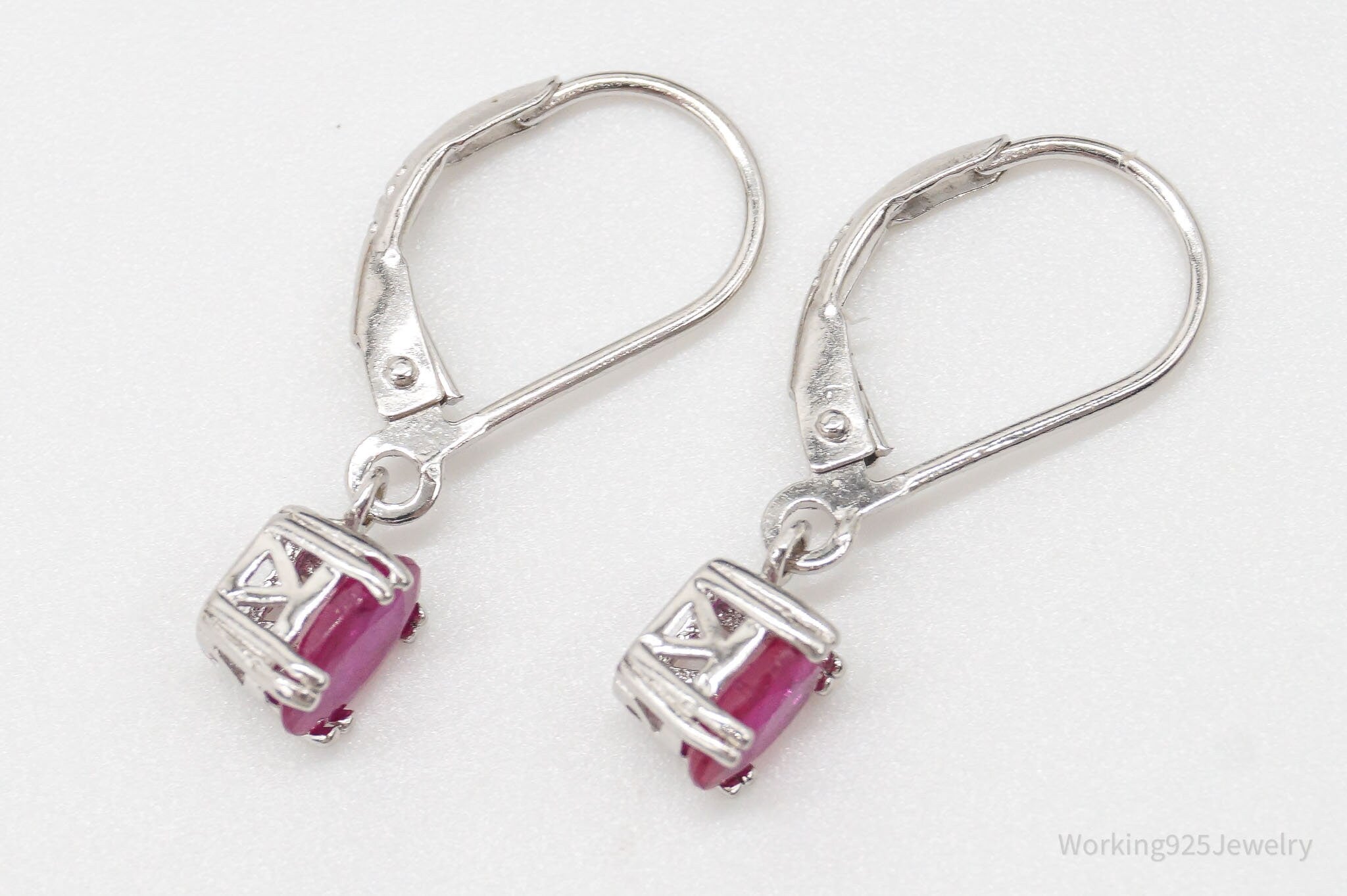 Vintage Ruby Sterling Silver Earrings