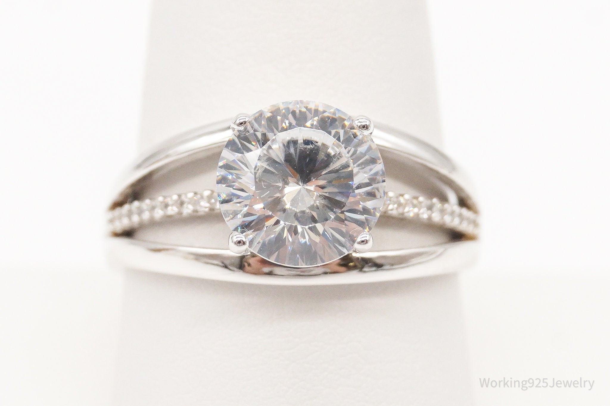 Designer PAJ Large Cubic Zirconia Sterling Silver Ring - Size 9.25