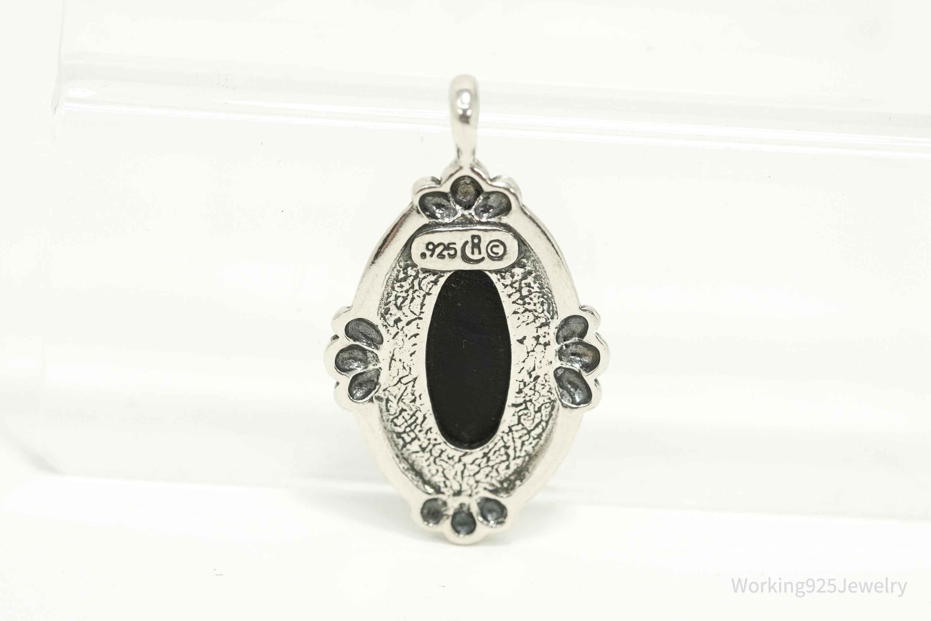 Vintage Designer Carolyn Pollack Multi Gemstone Inlay Sterling Silver Pendant