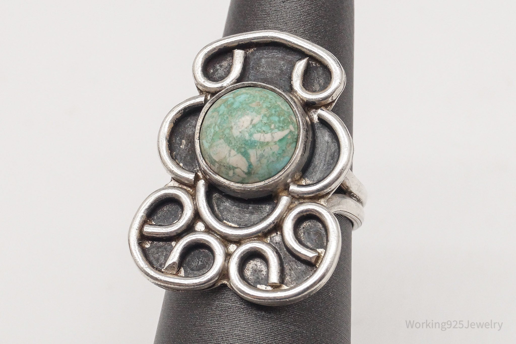 Vintage Native American Turquoise Sterling Silver Ring - Size 5.25