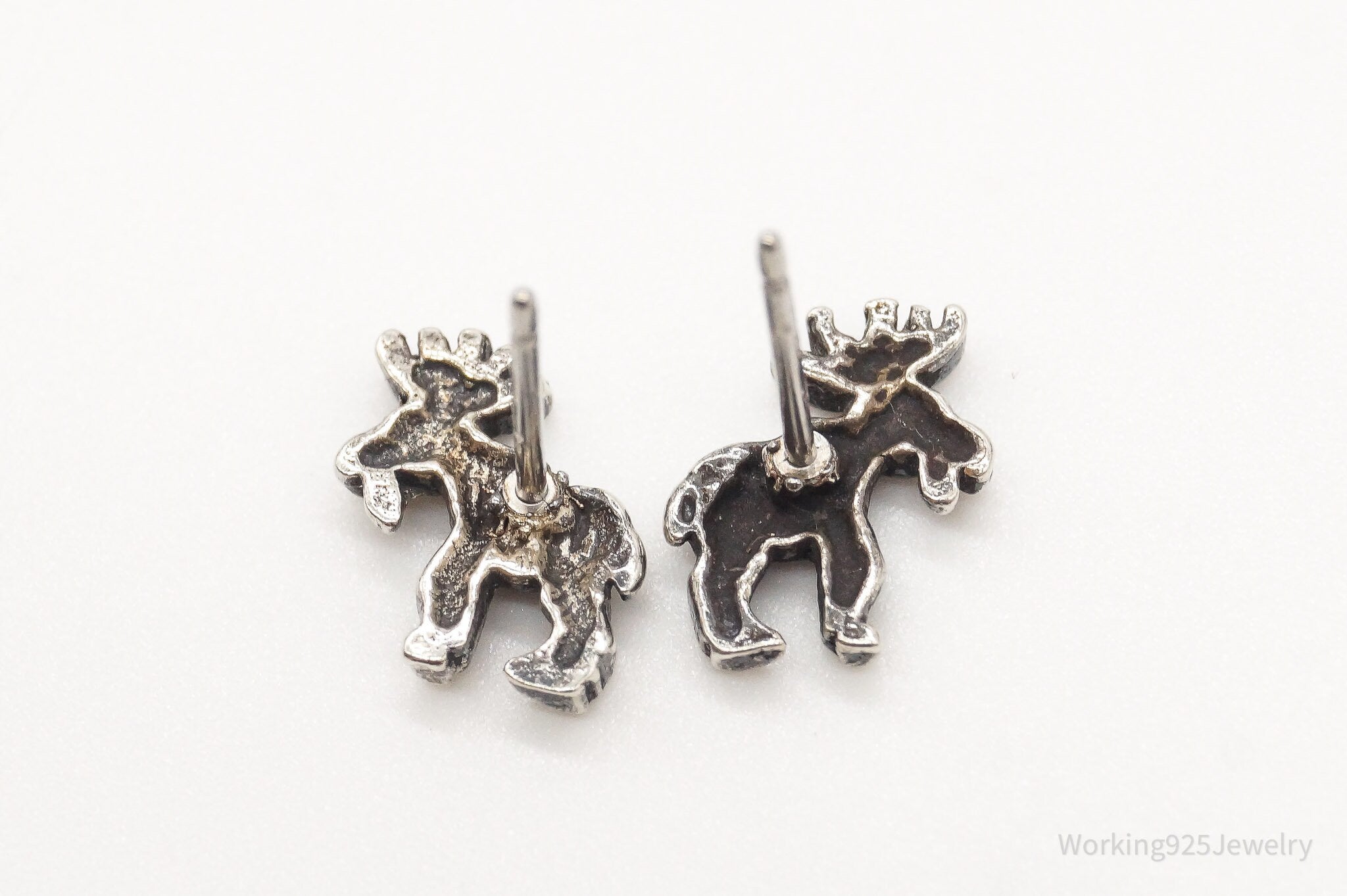 Vintage Moose Silver Stud Earrings