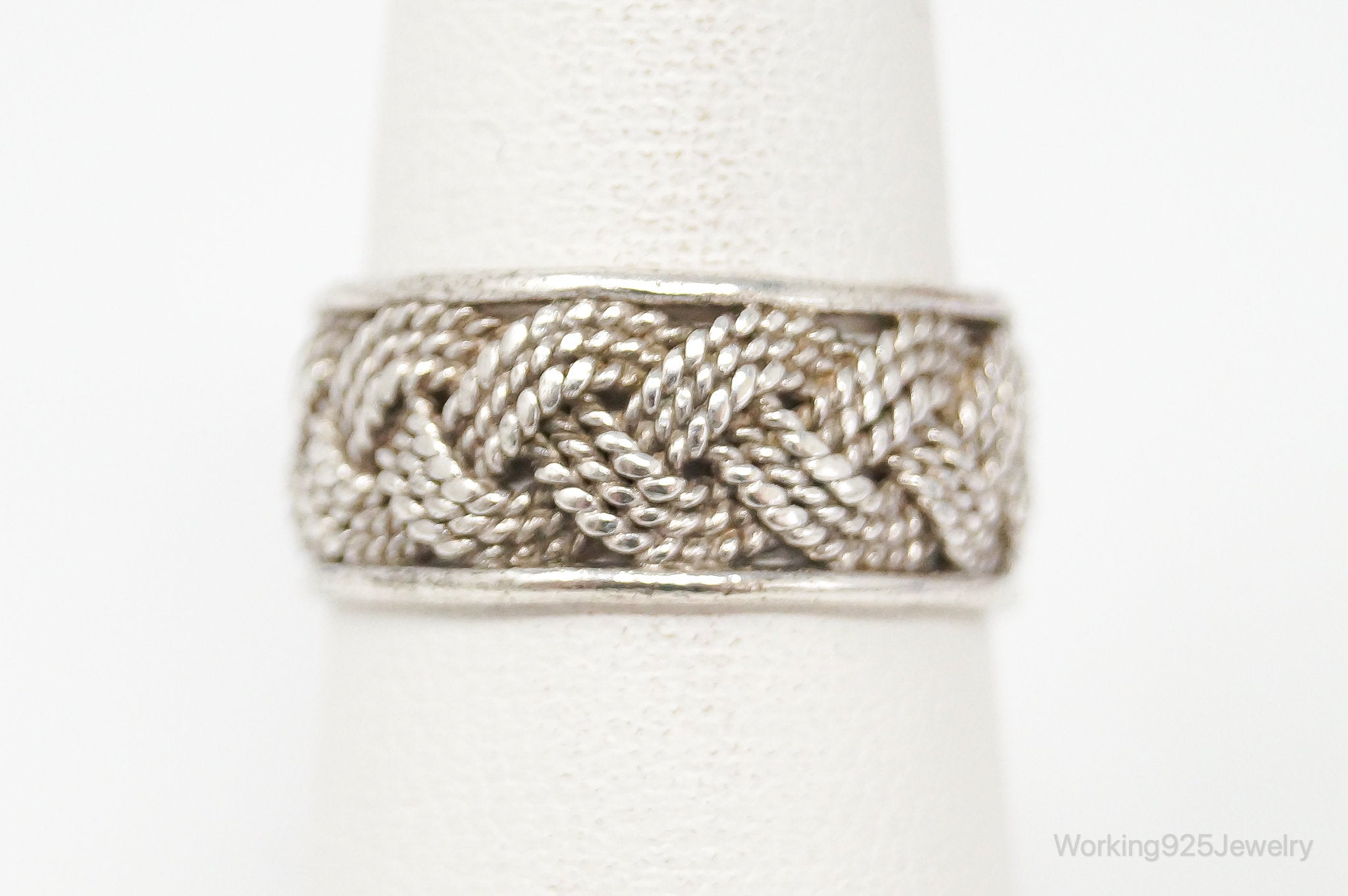 Vintage Weave Braid Sterling Silver Band Ring - Size 6.75