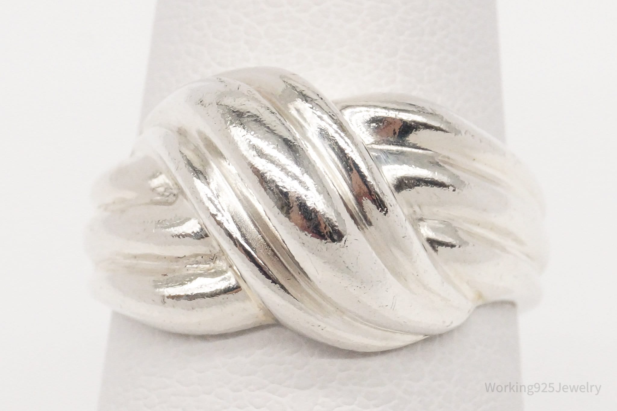 Vintage Modernist Puffy Style Sterling Silver Ring - Size 6