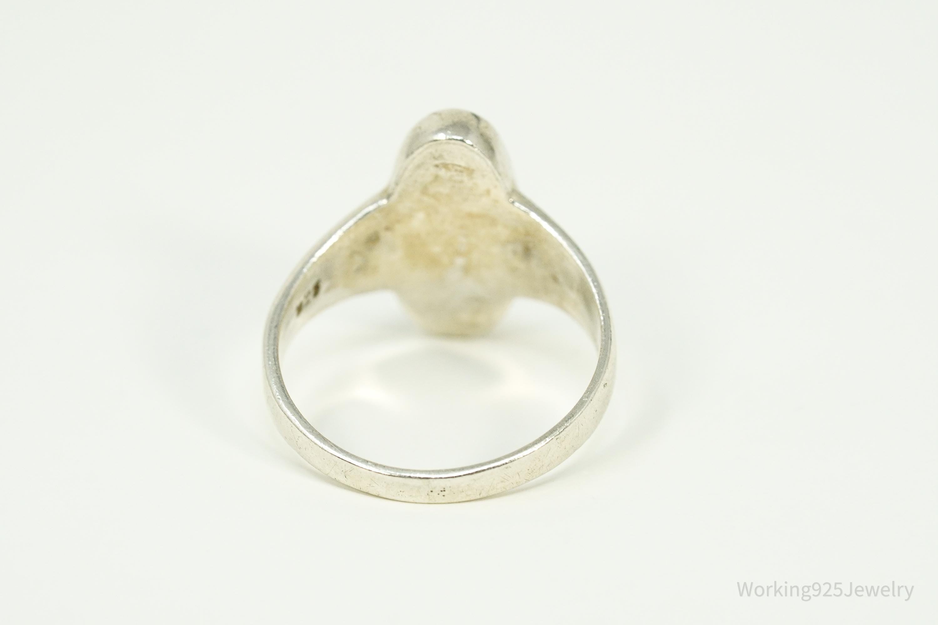 Vintage Black Onyx Sterling Silver Ring - Size 7.25