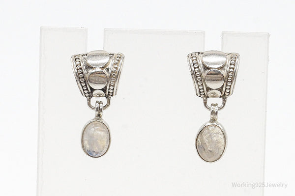 Vintage Moonstone Bali Style Sterling Silver Earrings