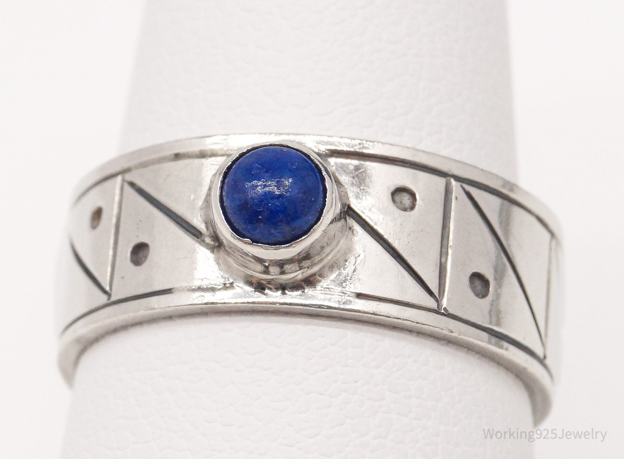 Vintage Lapis Lazuli Sterling Silver Ring - Size 8.5