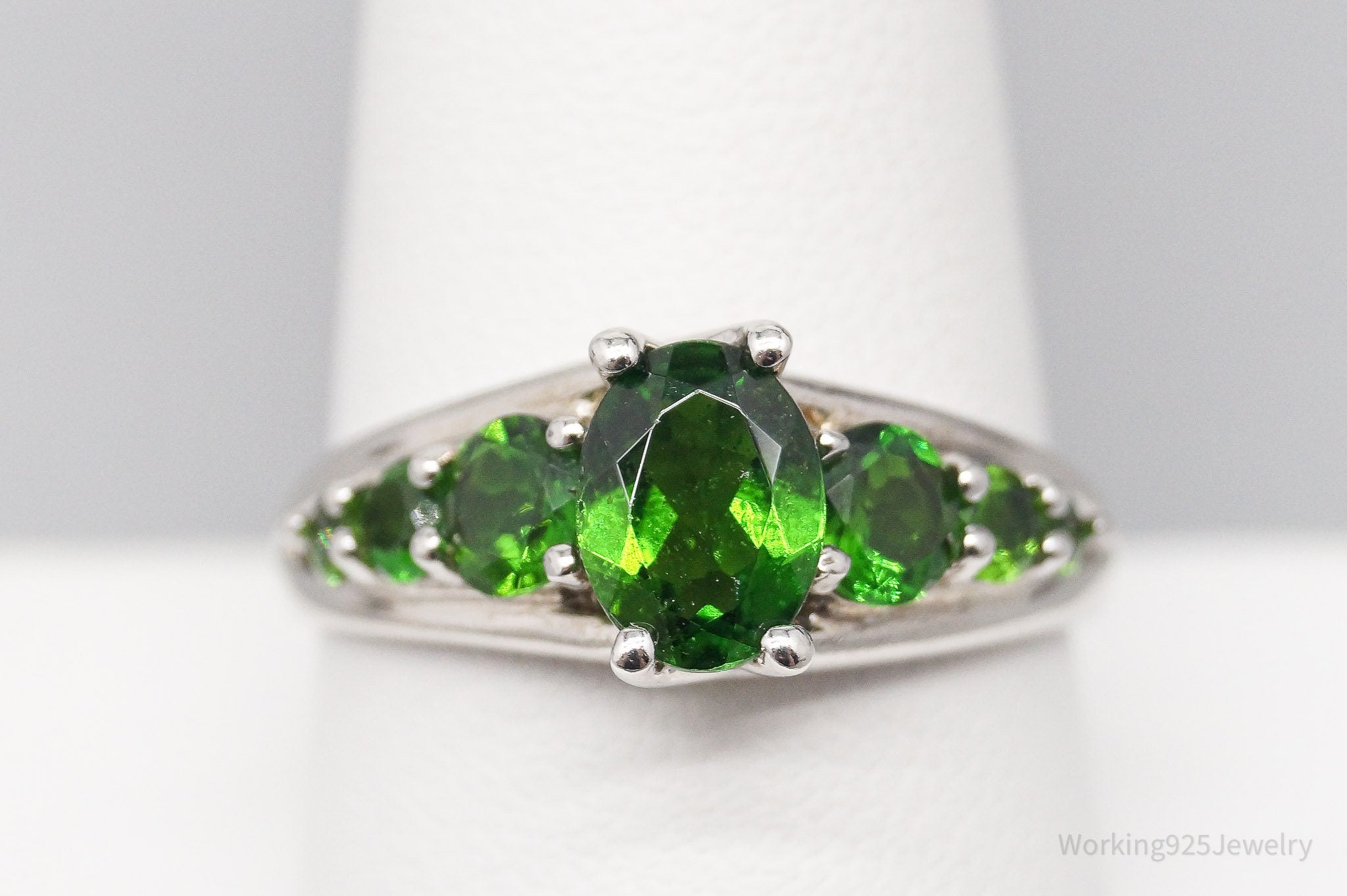 JTV Green Chrome Diopside Sterling Silver Ring - Size 10