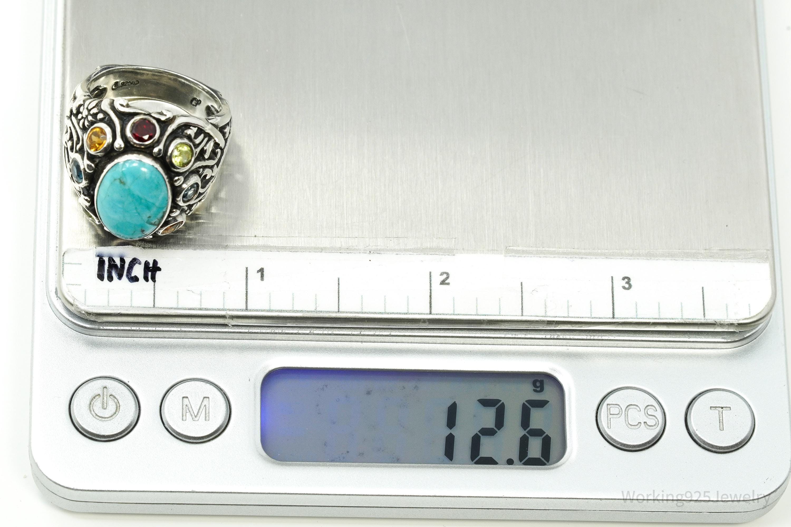 Vintage Native Carolyn Pollack Multi Gemstone Sterling Silver Ring - Size 8