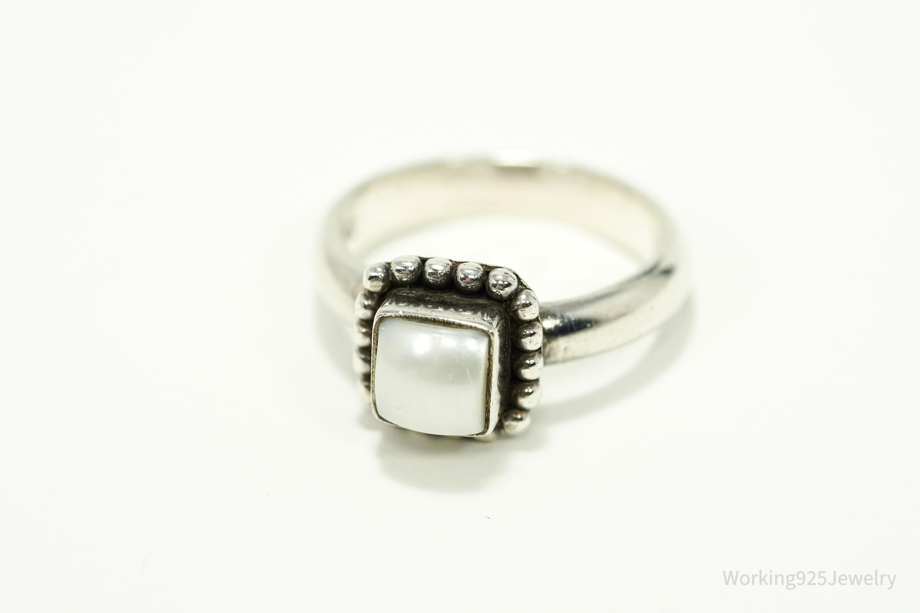 Vintage Silpada Pearl Retired Sterling Silver Ring - Size 7