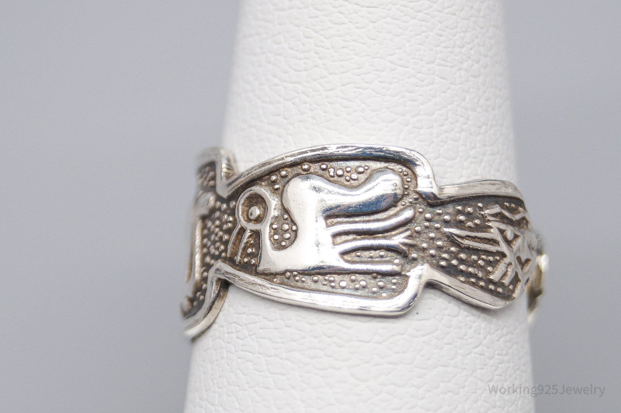 Vintage Tribal Sterling Silver Ring Size 7 Adjustable