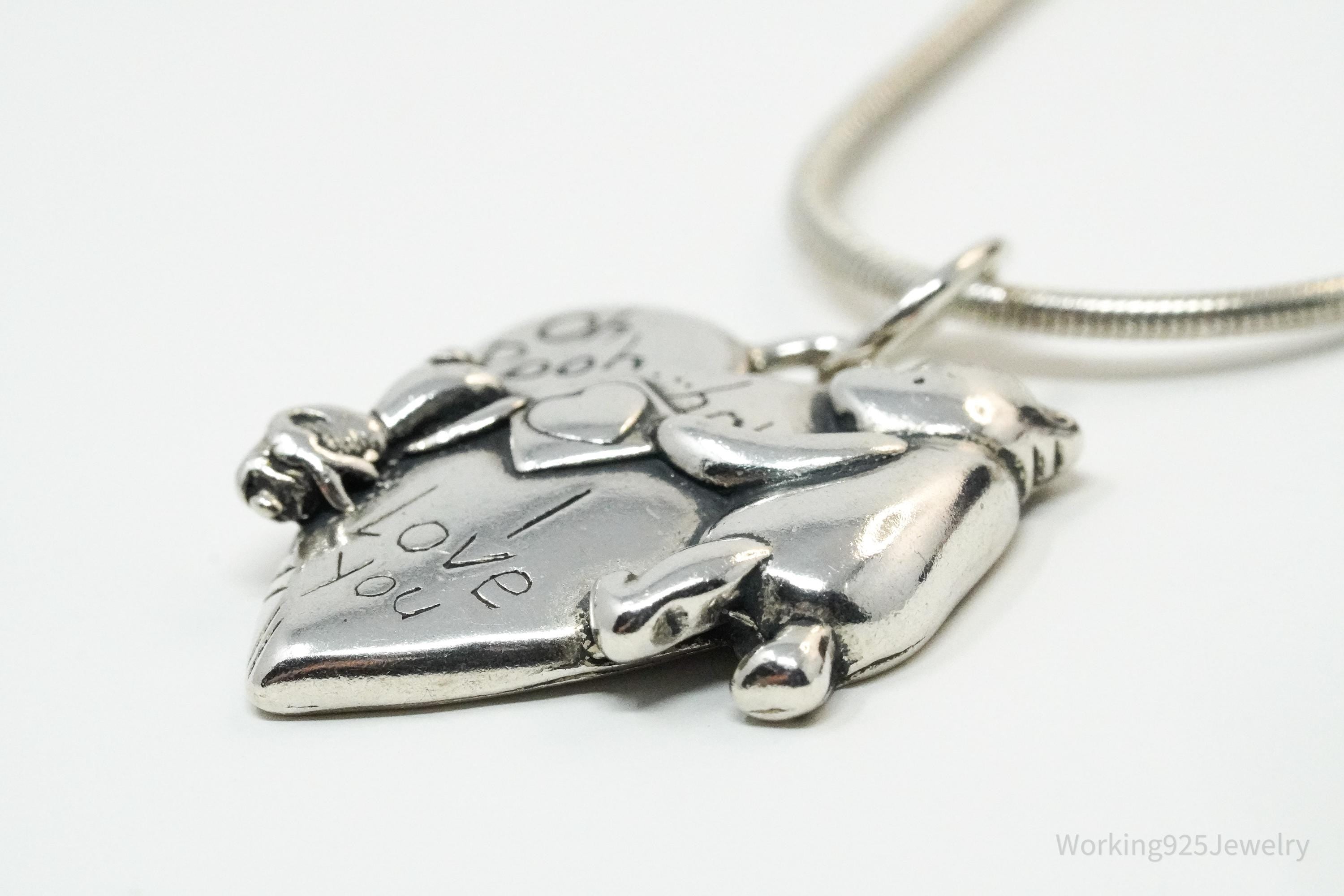 Vintage Walt Disney Winnie The Pooh & Piglet Sterling Silver Necklace 18"