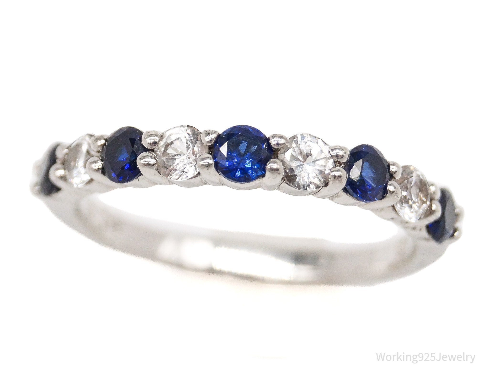 Vintage SAI Lab Sapphire Cubic Zirconia Sterling Silver Ring - Size 6.75