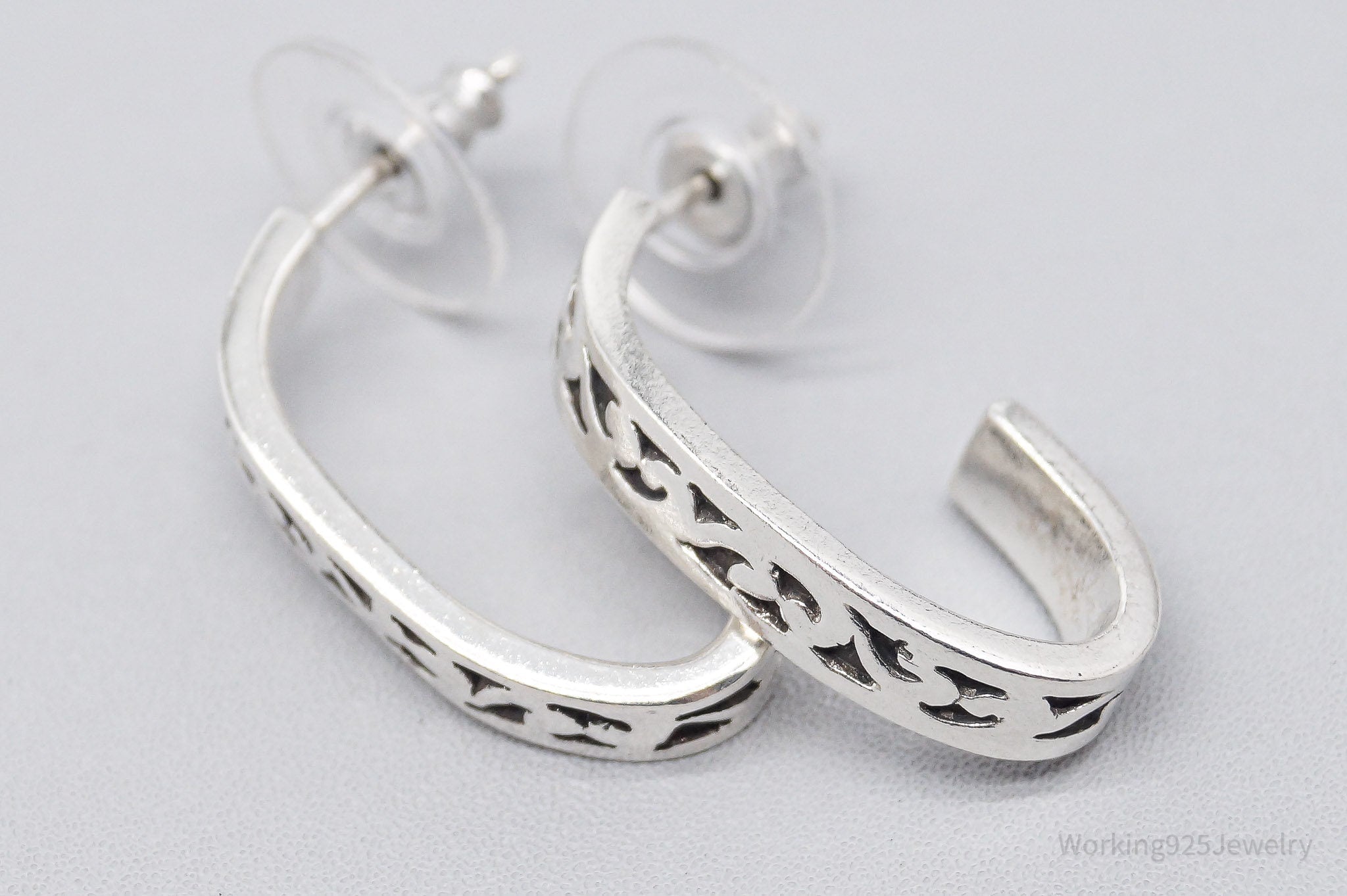 Vintage Designer Lois Hill Sterling Silver Demi Hoop Earrings