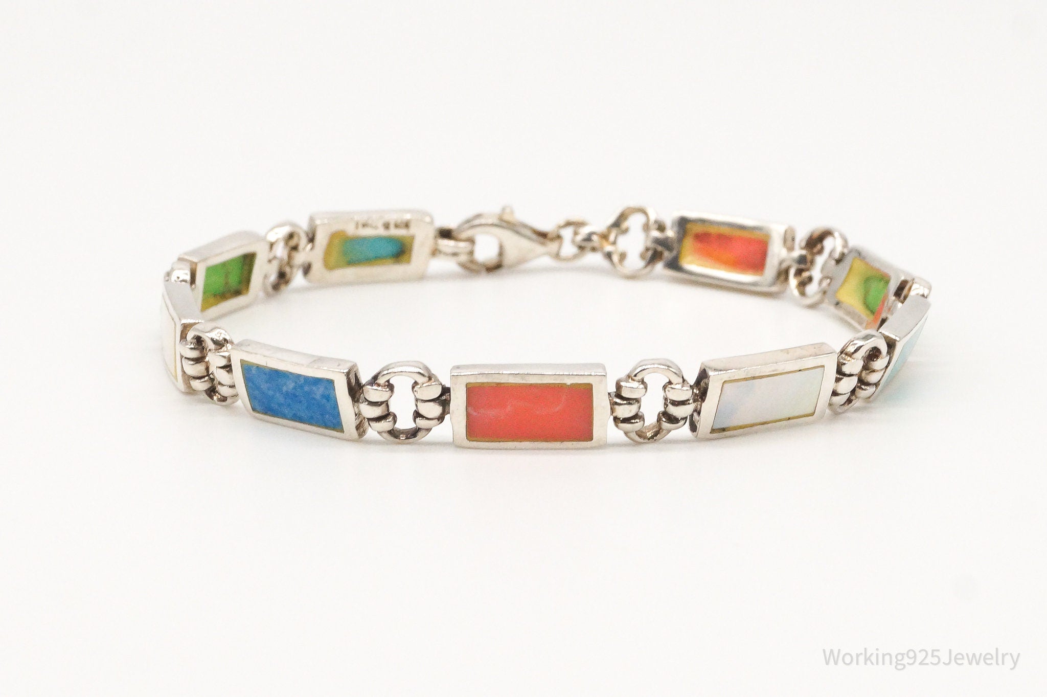 Vintage Multi Gem Sterling Silver Bracelet