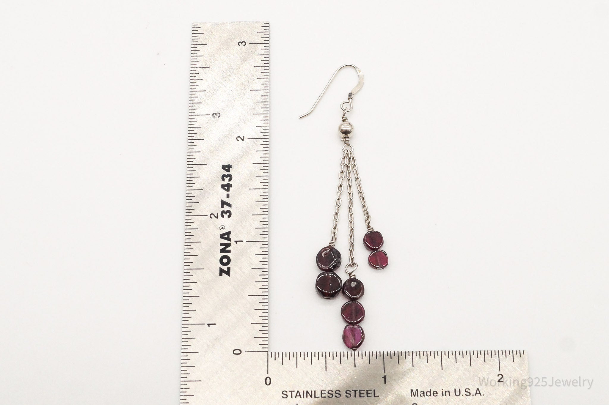 Vintage Rhodolite Garnet Sterling Silver Earrings