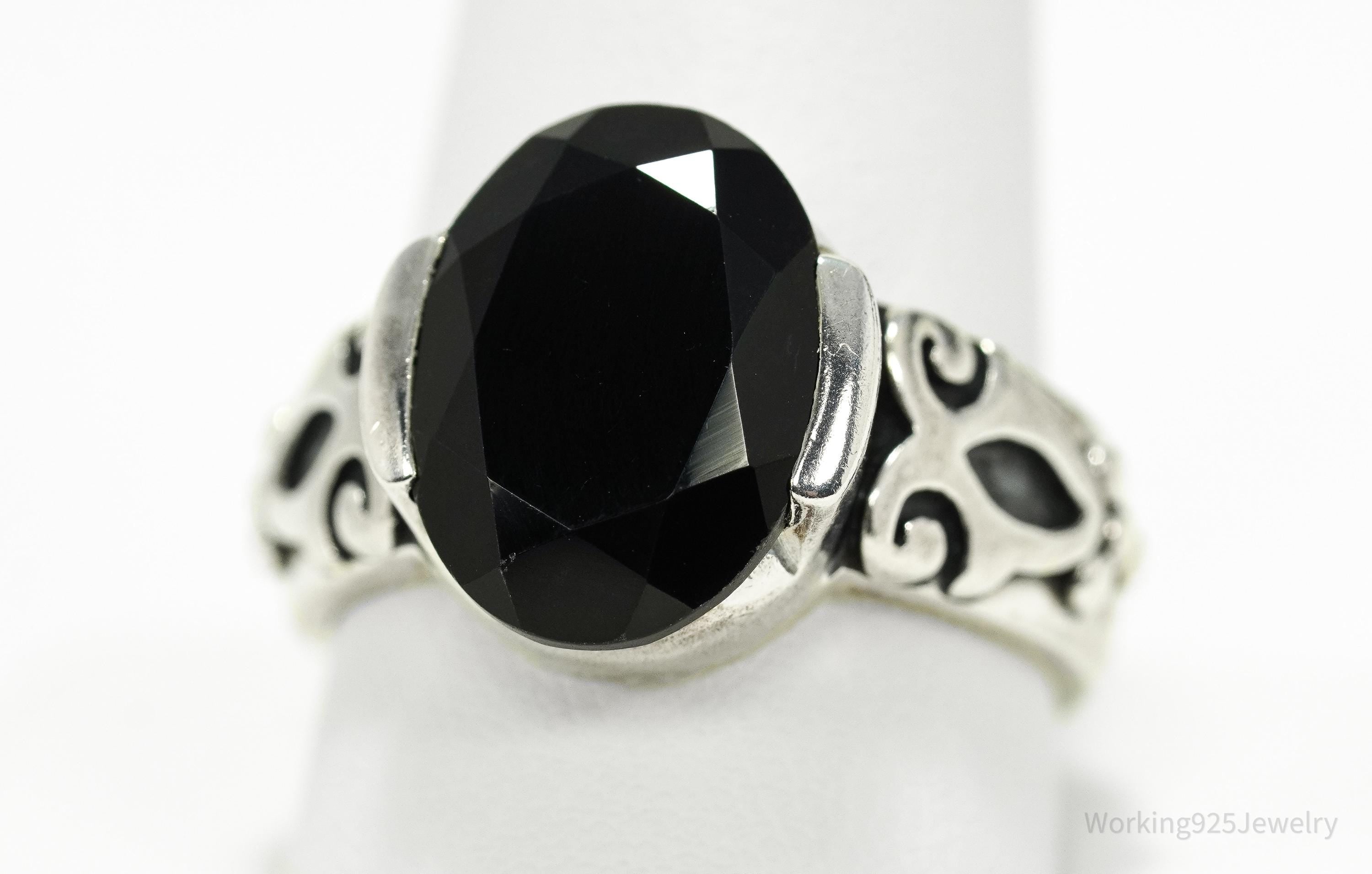 Vintage Designer Silpada Black Onyx Sterling Silver Ring - Size 11
