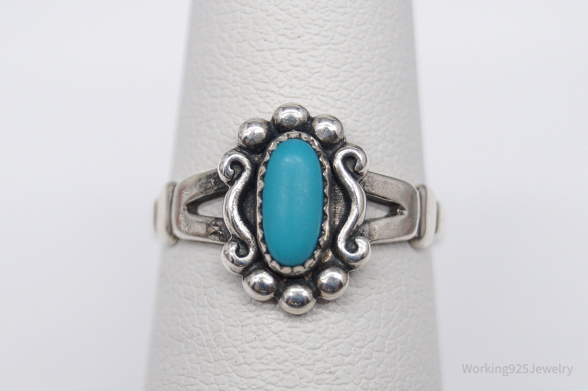 Vintage Native Bell Trading Post Turquoise Sterling Silver Ring - Size 5