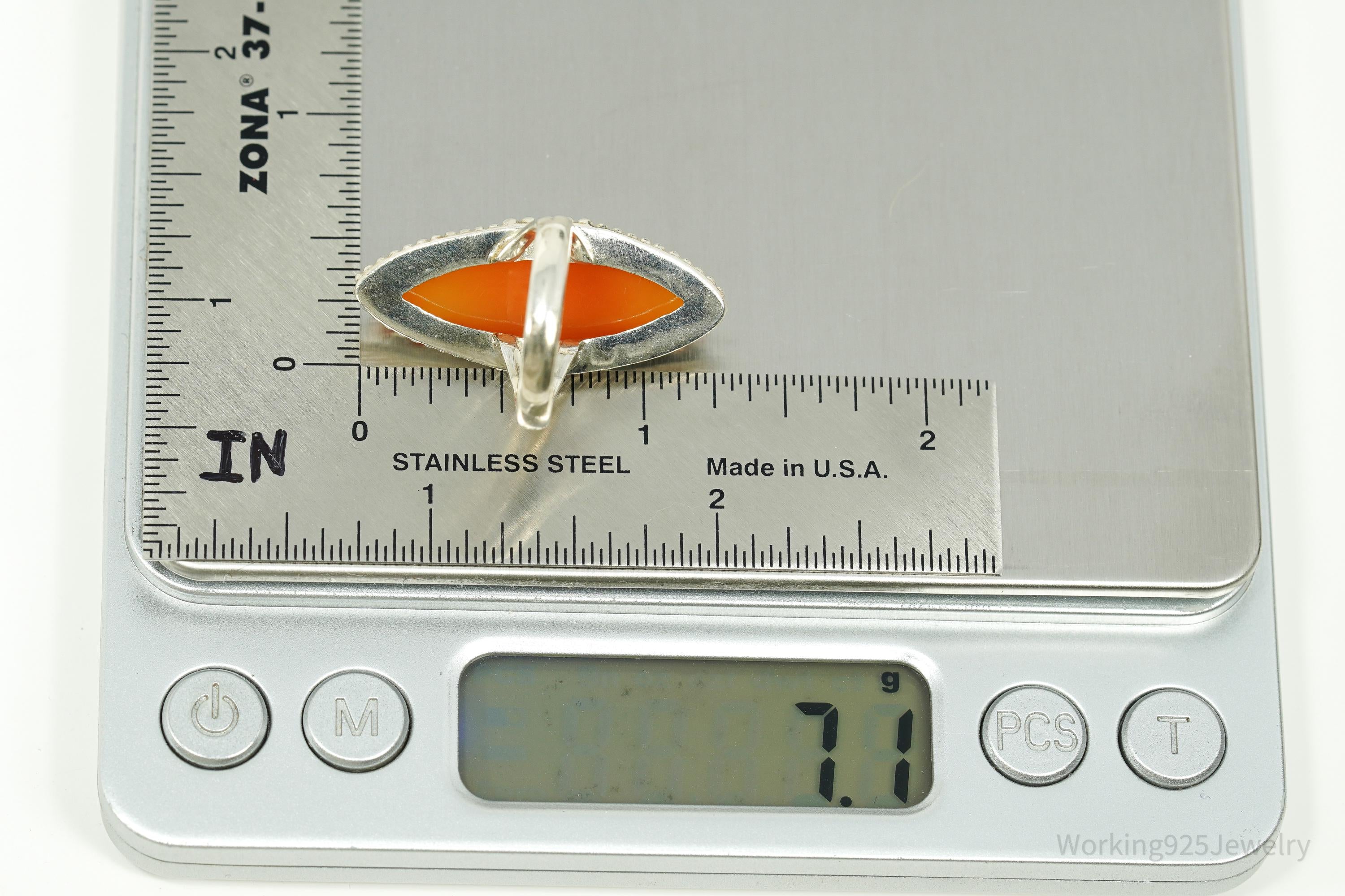 Vintage Carnelian Sterling Silver Ring - Size 5.5