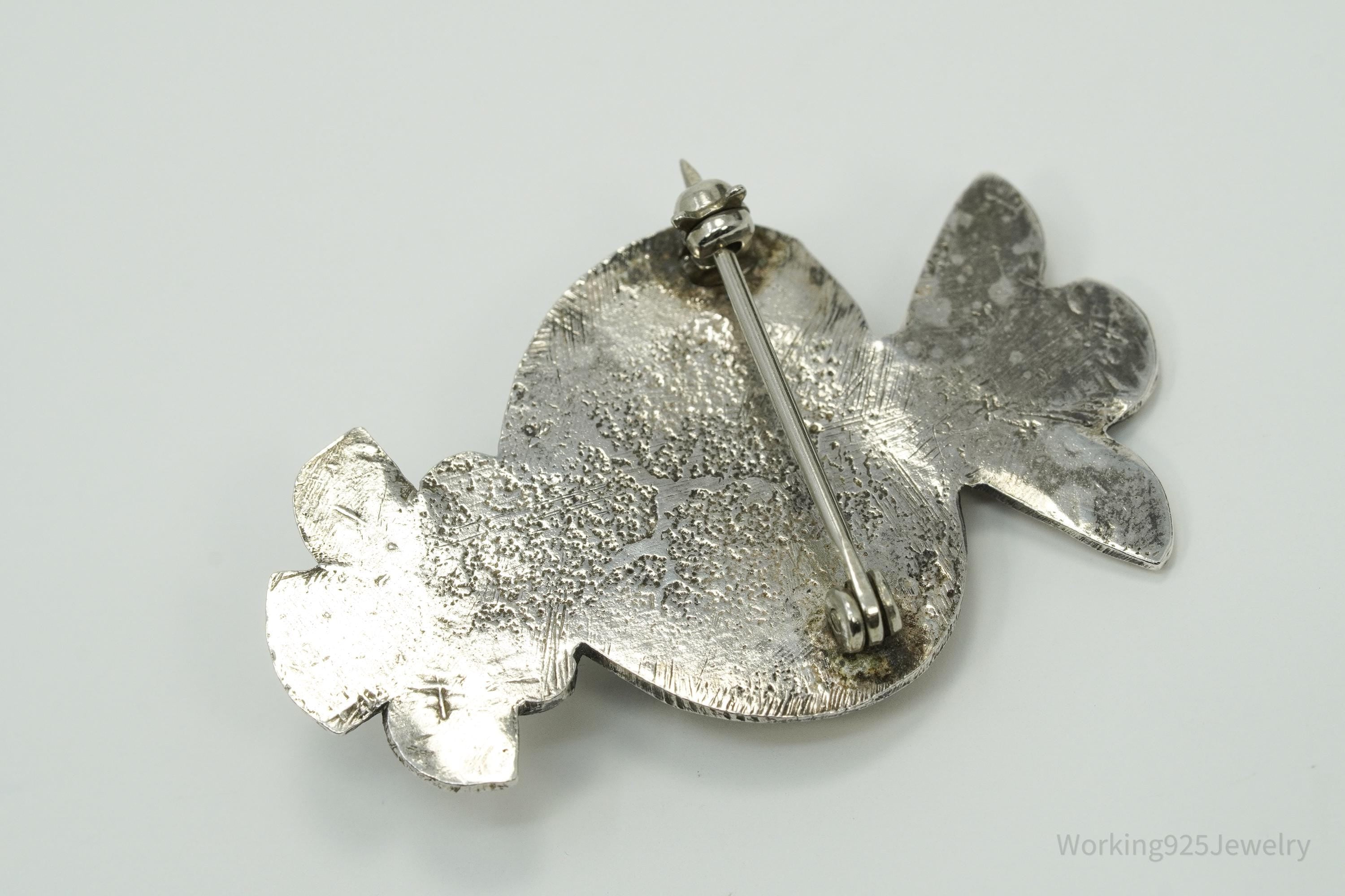 Vintage Native American Turquoise Silver Brooch Pin