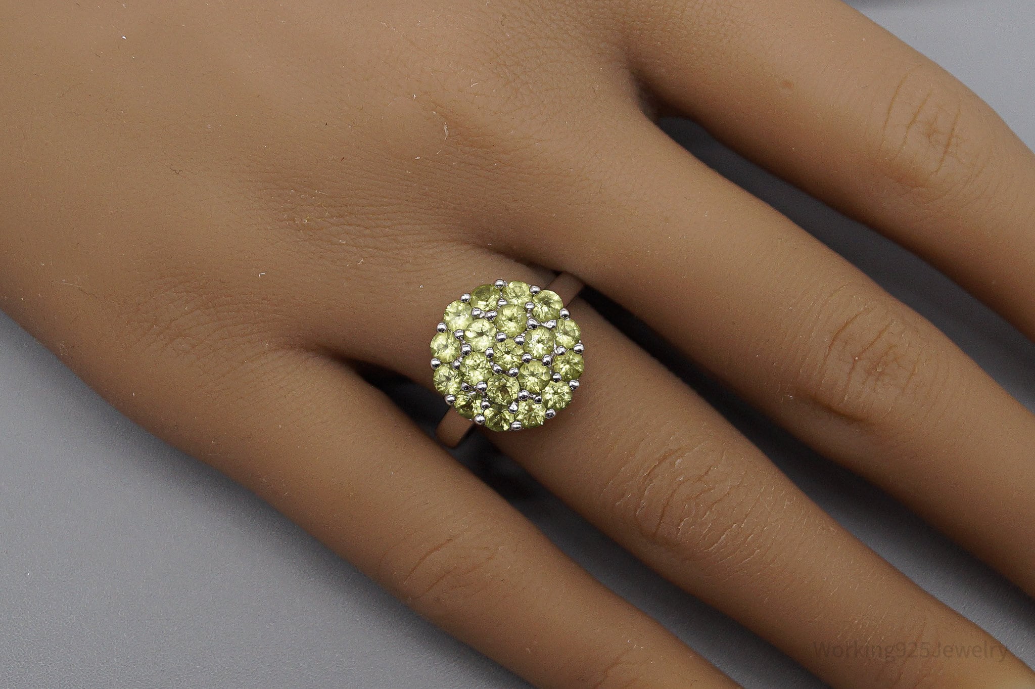 JTV HT Green Peridot Sterling Silver Ring - Size 8