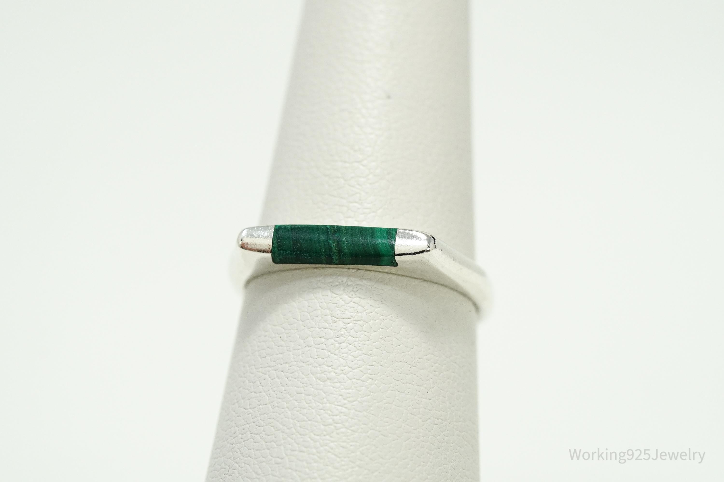 Vintage Malachite Sterling Silver Ring - Size 7