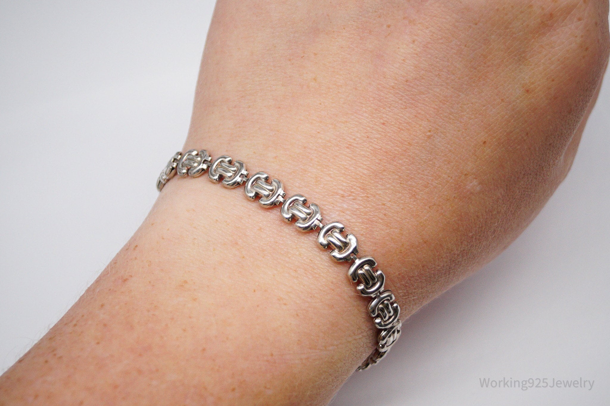 Vintage Italian Designer Sterling Silver Bracelet - 7 3/8"