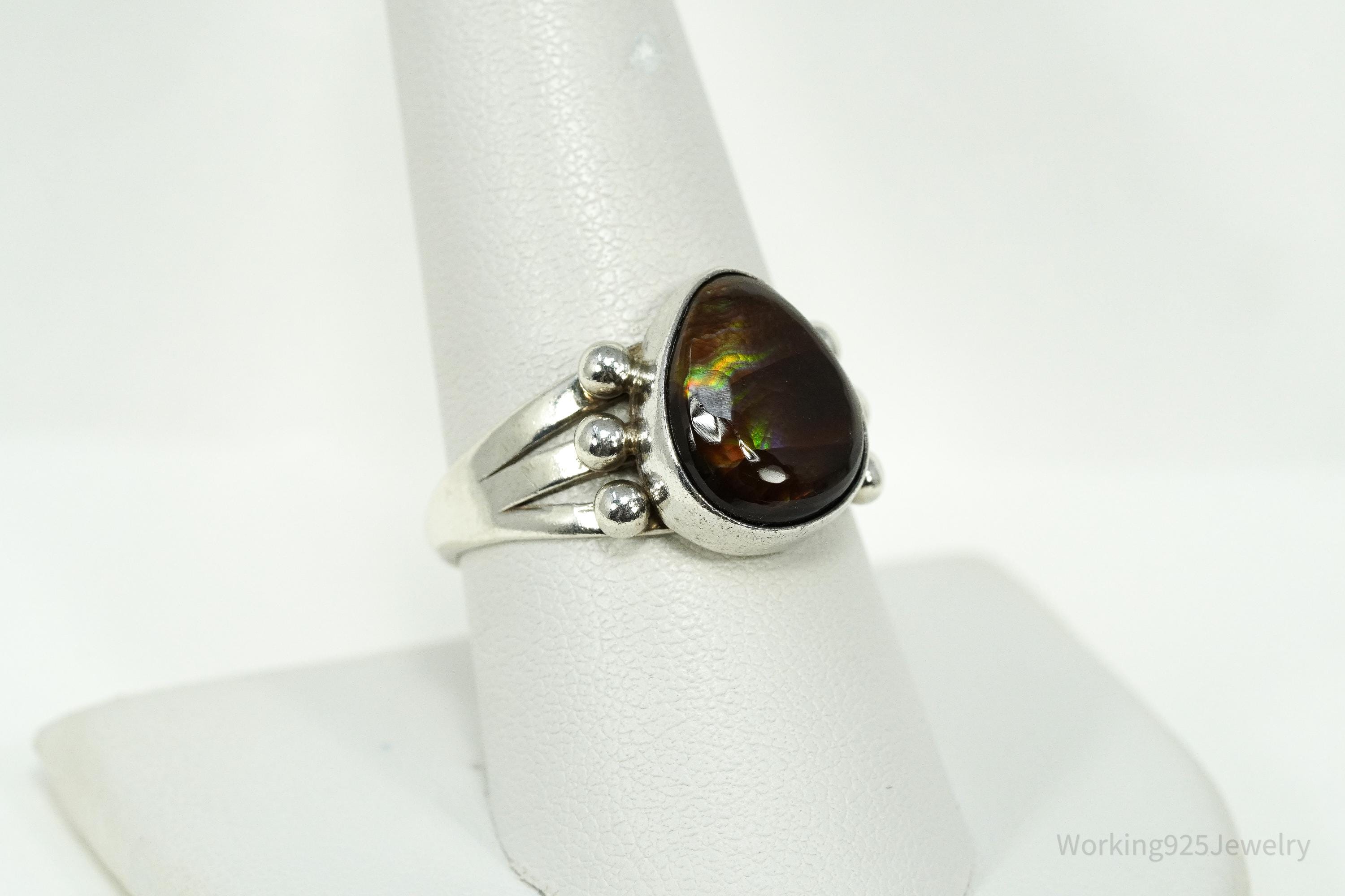 Vintage Mexico Fire Agate Sterling Silver Ring - Size 9