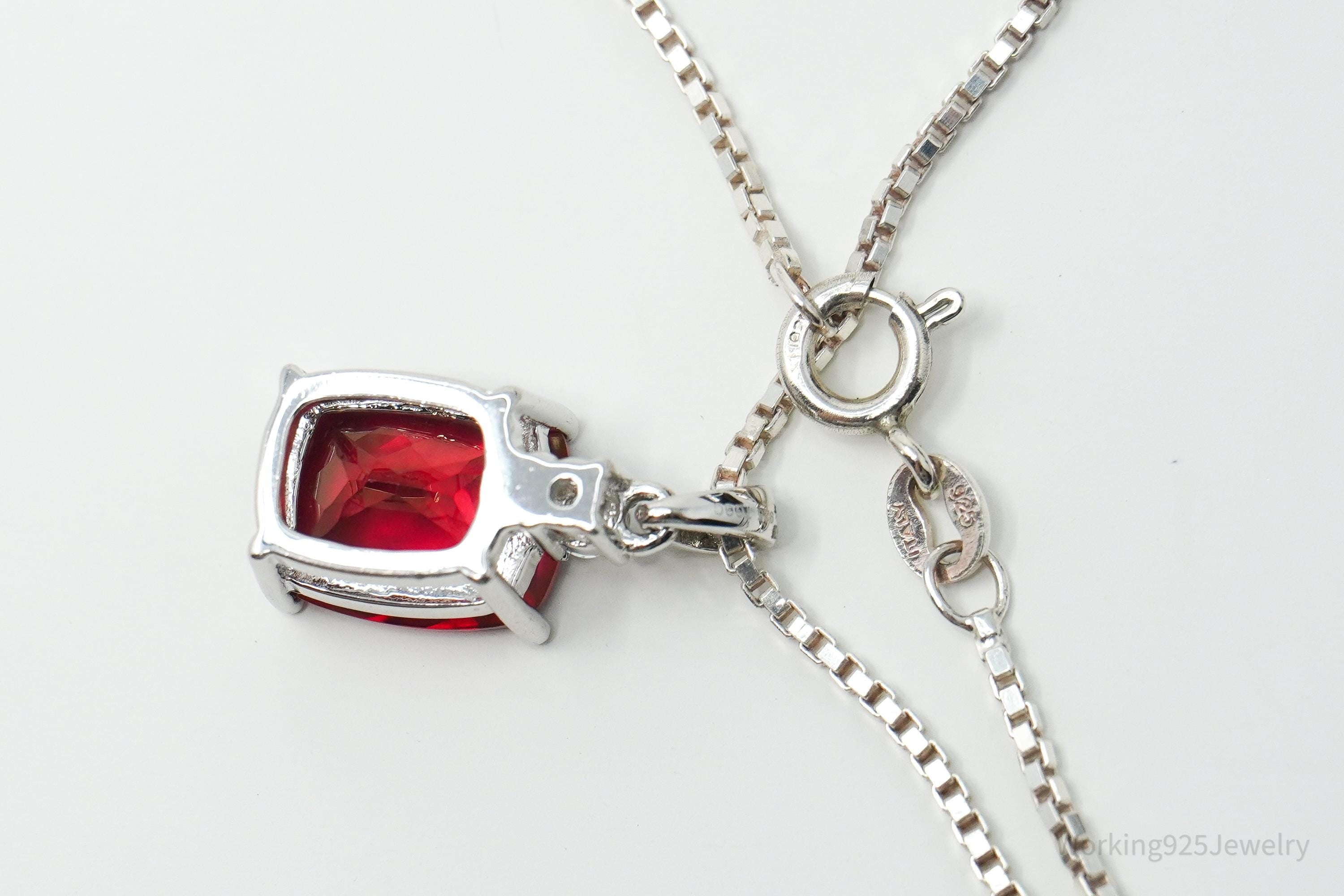 JTV's TGGC Created Ruby & White Topaz Sterling Silver Necklace 15"