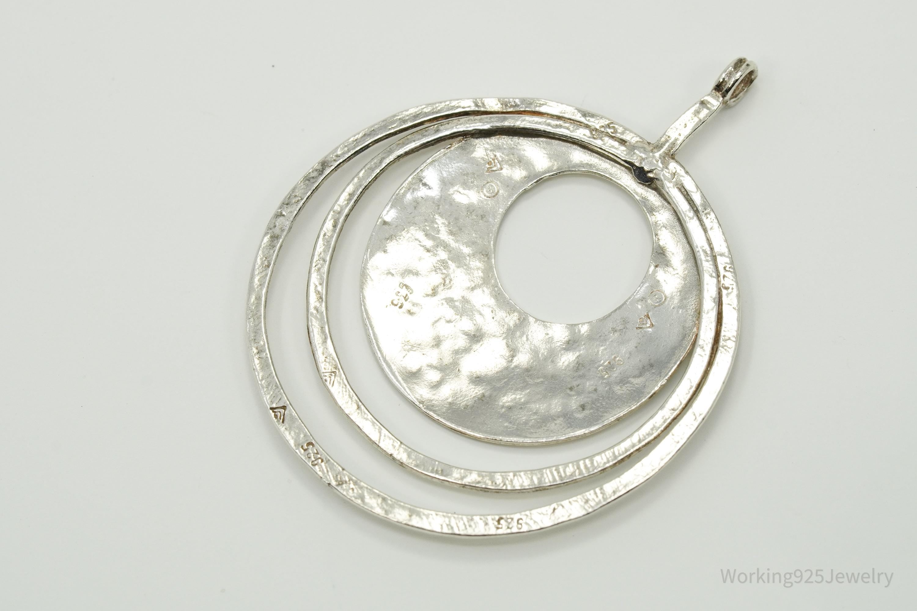 Silpada Retired "Perspectiva" Hammered Rings Sterling Silver Necklace Pendant