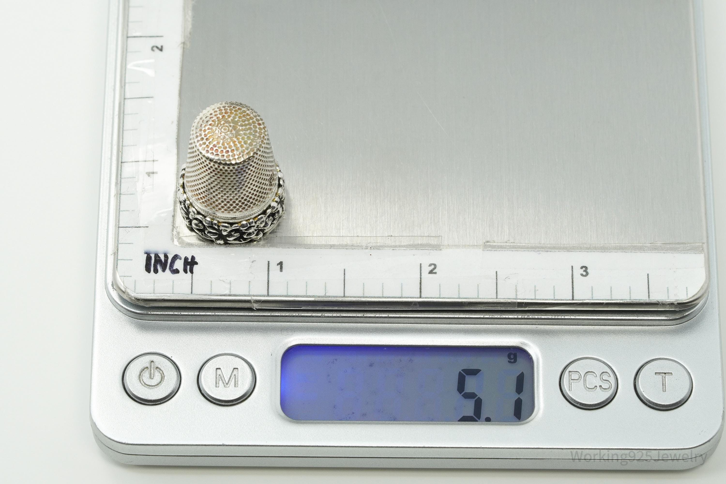 Antique German Sterling Silver Thimble Size 9