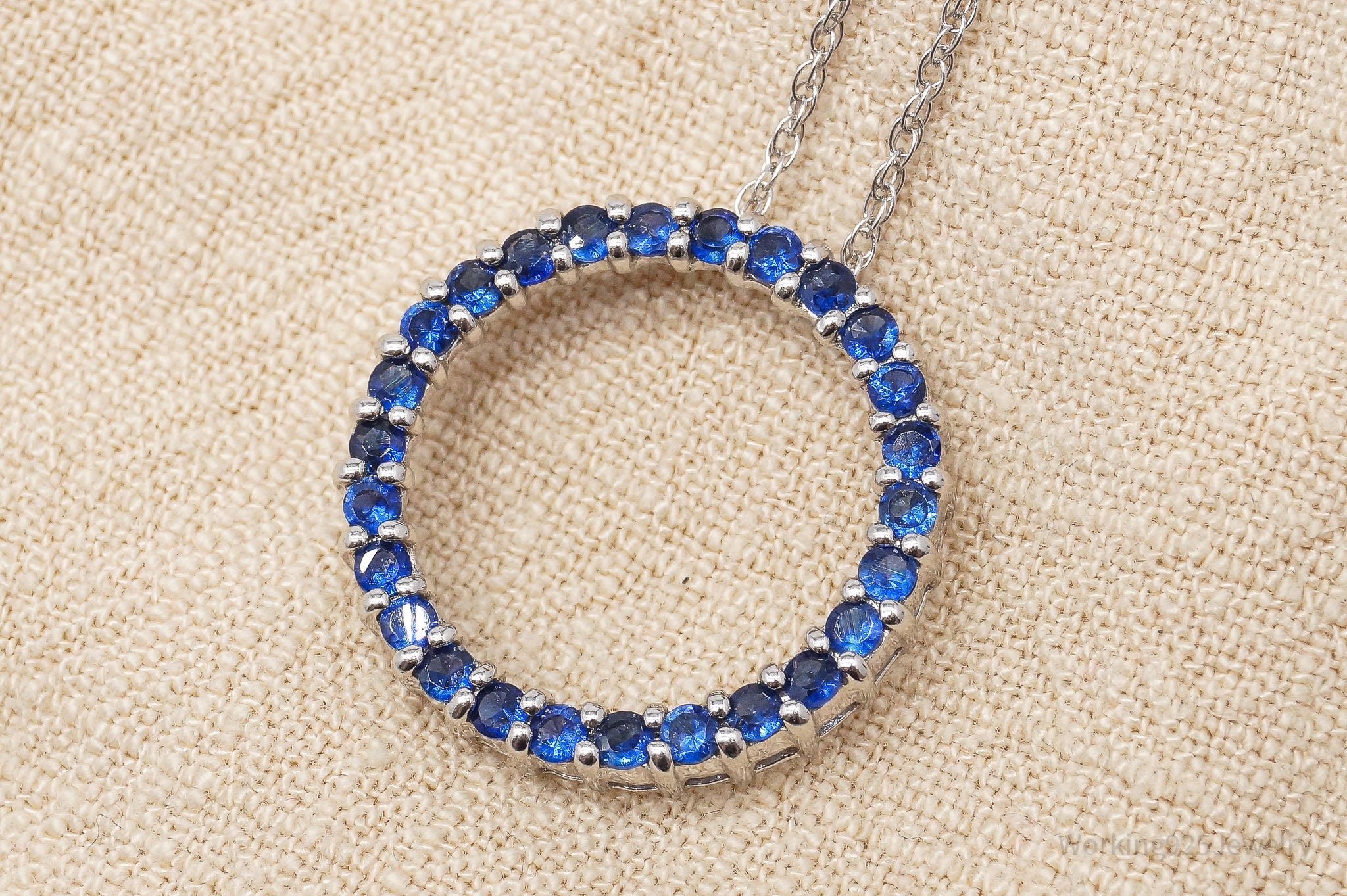 Vintage Sapphire Sterling Silver Necklace 18"