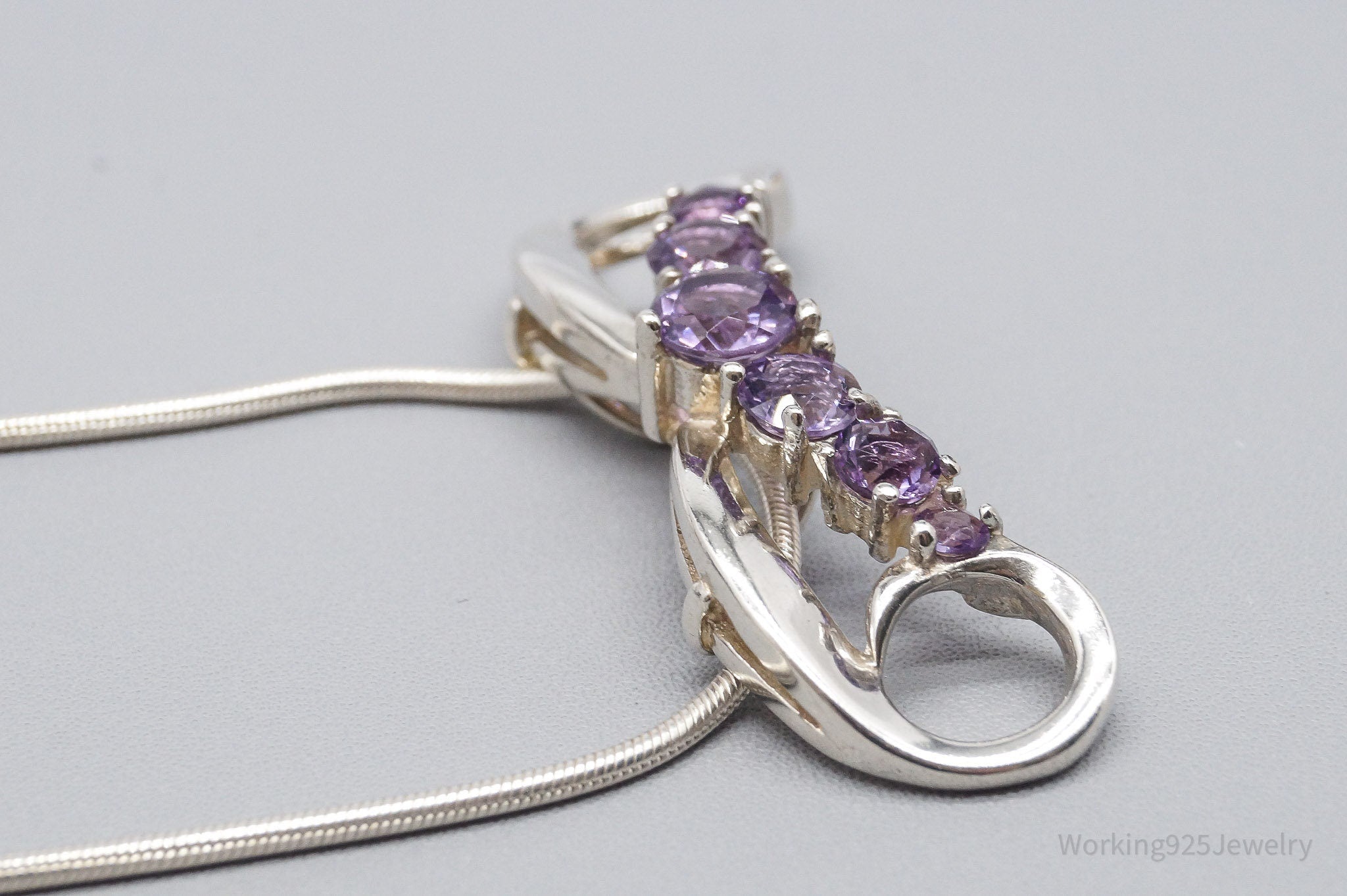 Vintage Amethyst Sterling Silver Chain Necklace 16"