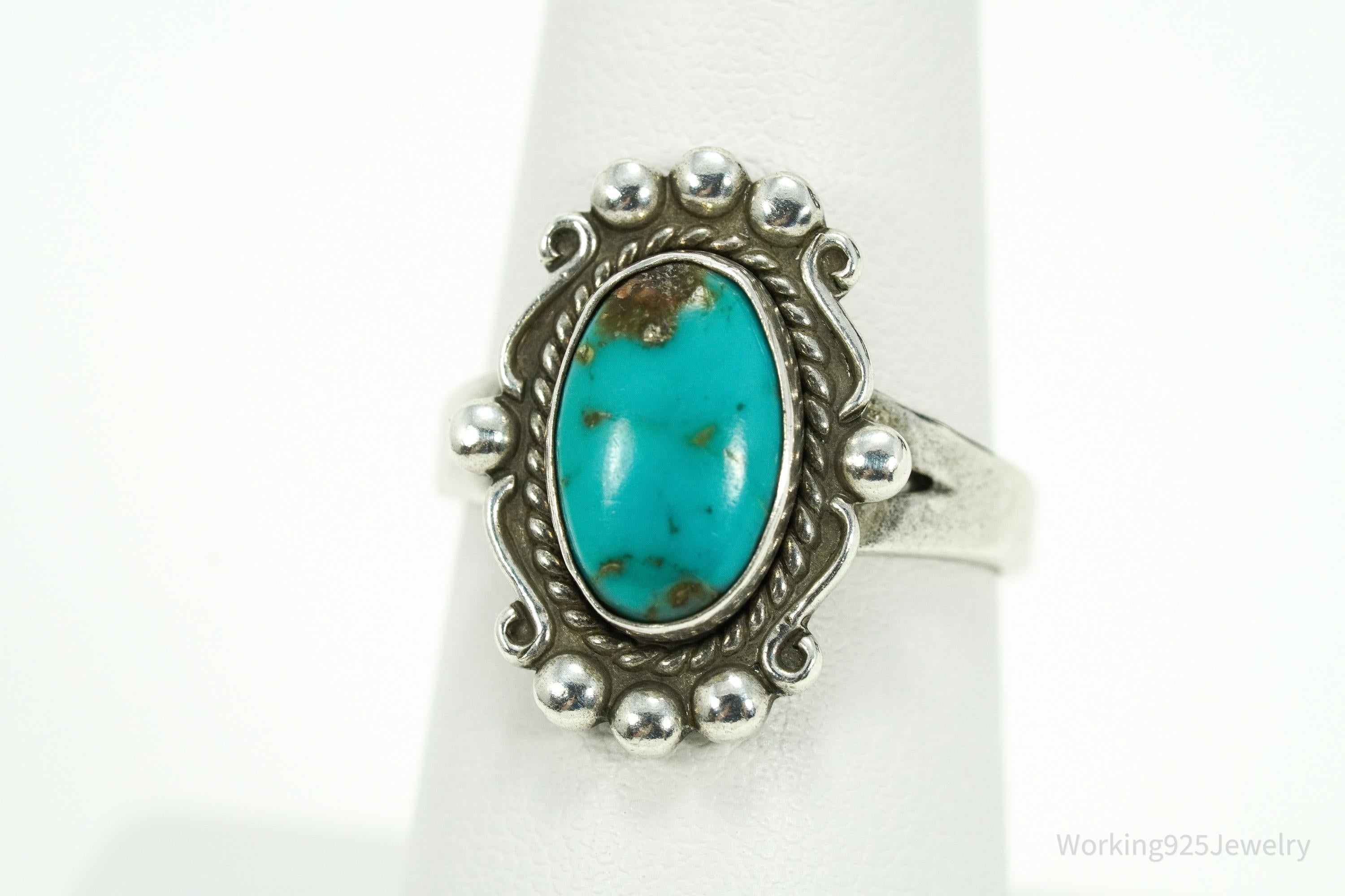 Vintage Native Bell Trading Company Turquoise Sterling Silver Ring - Size 7.25