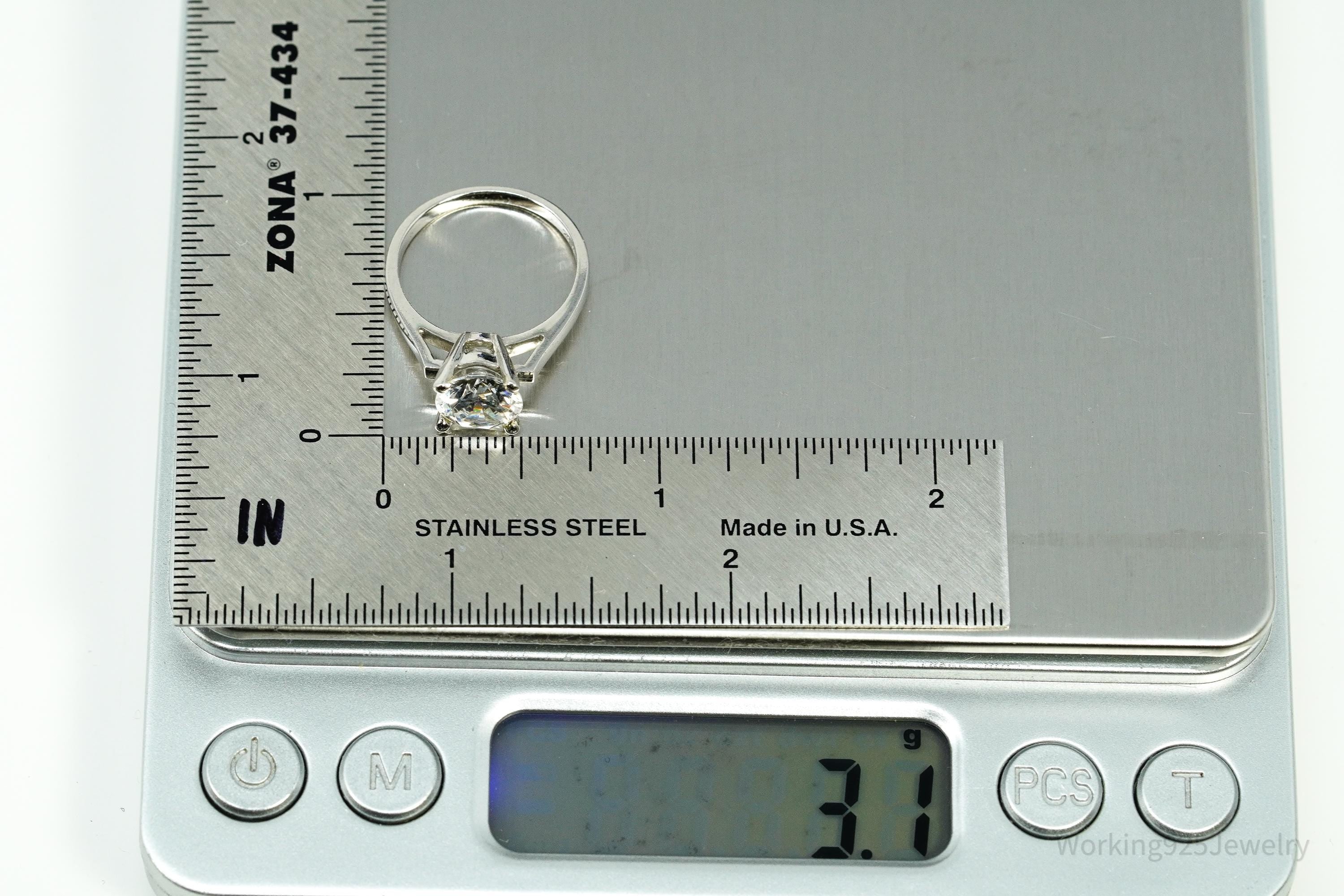 Vintage Cubic Zirconia Sterling Silver Ring - Size 6