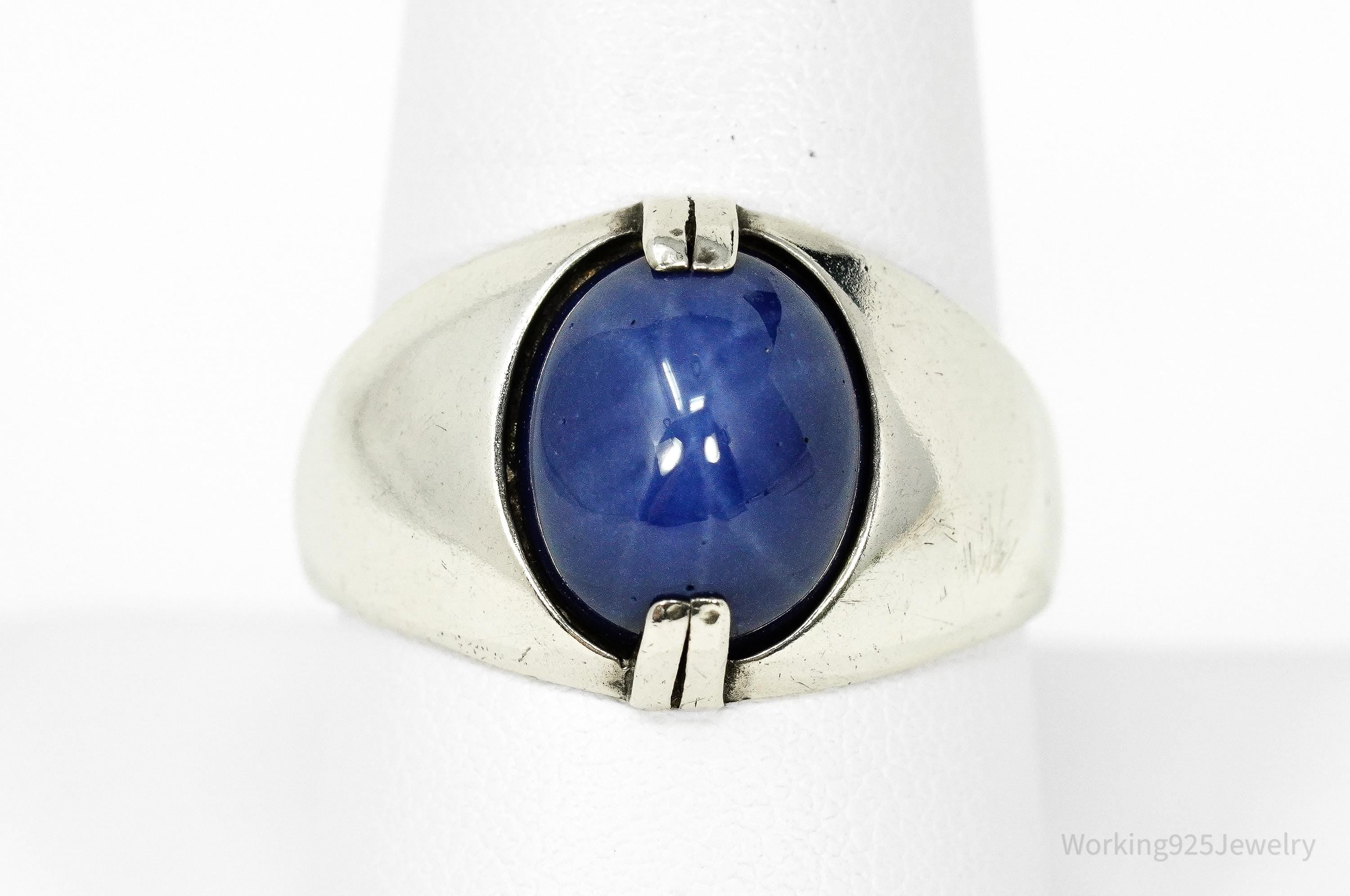 MCM Vintage Blue Star Sapphire Silver Ring - Size 10